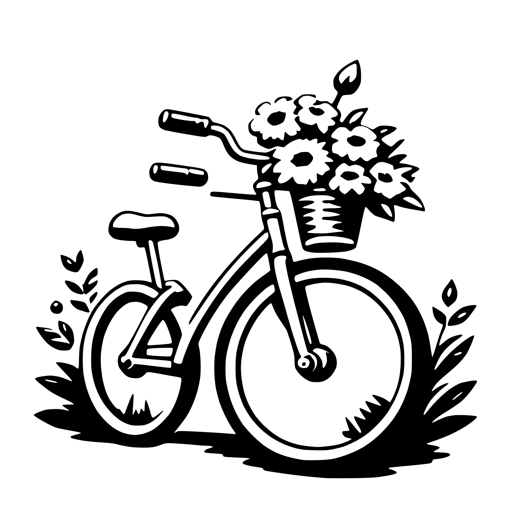 AI-generated SVG of 'bicycle and flowers'