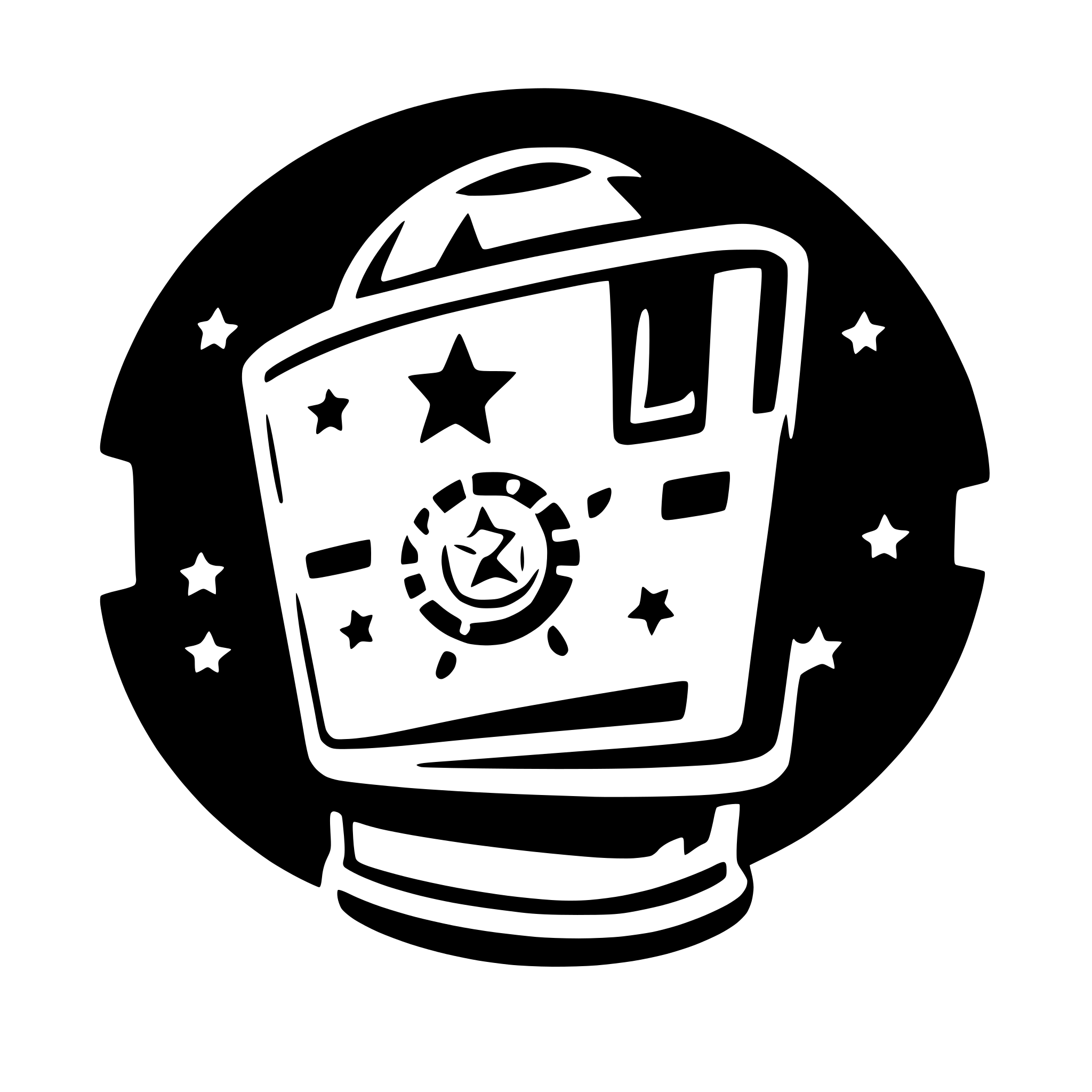 AI-generated SVG of a tick icon around an armour and safe with stars in the background