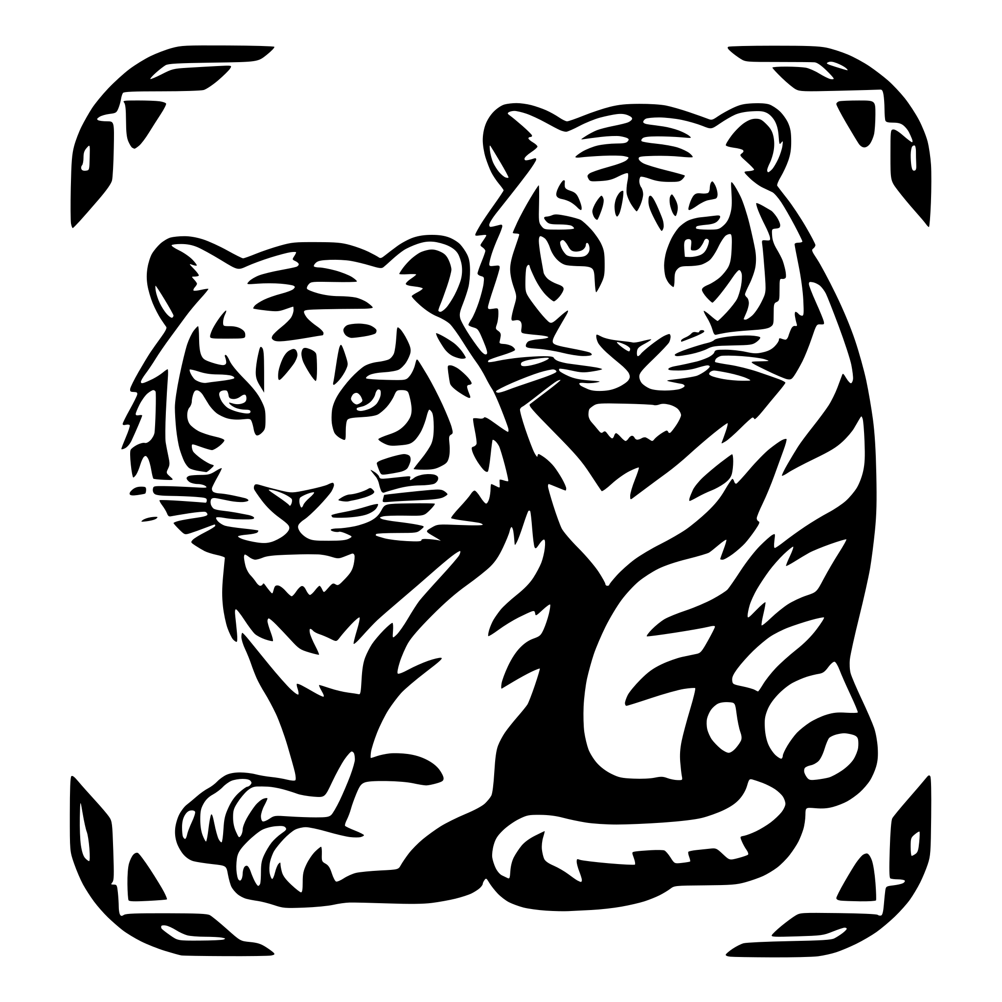 AI-generated SVG of a ying tang symbol with tigers