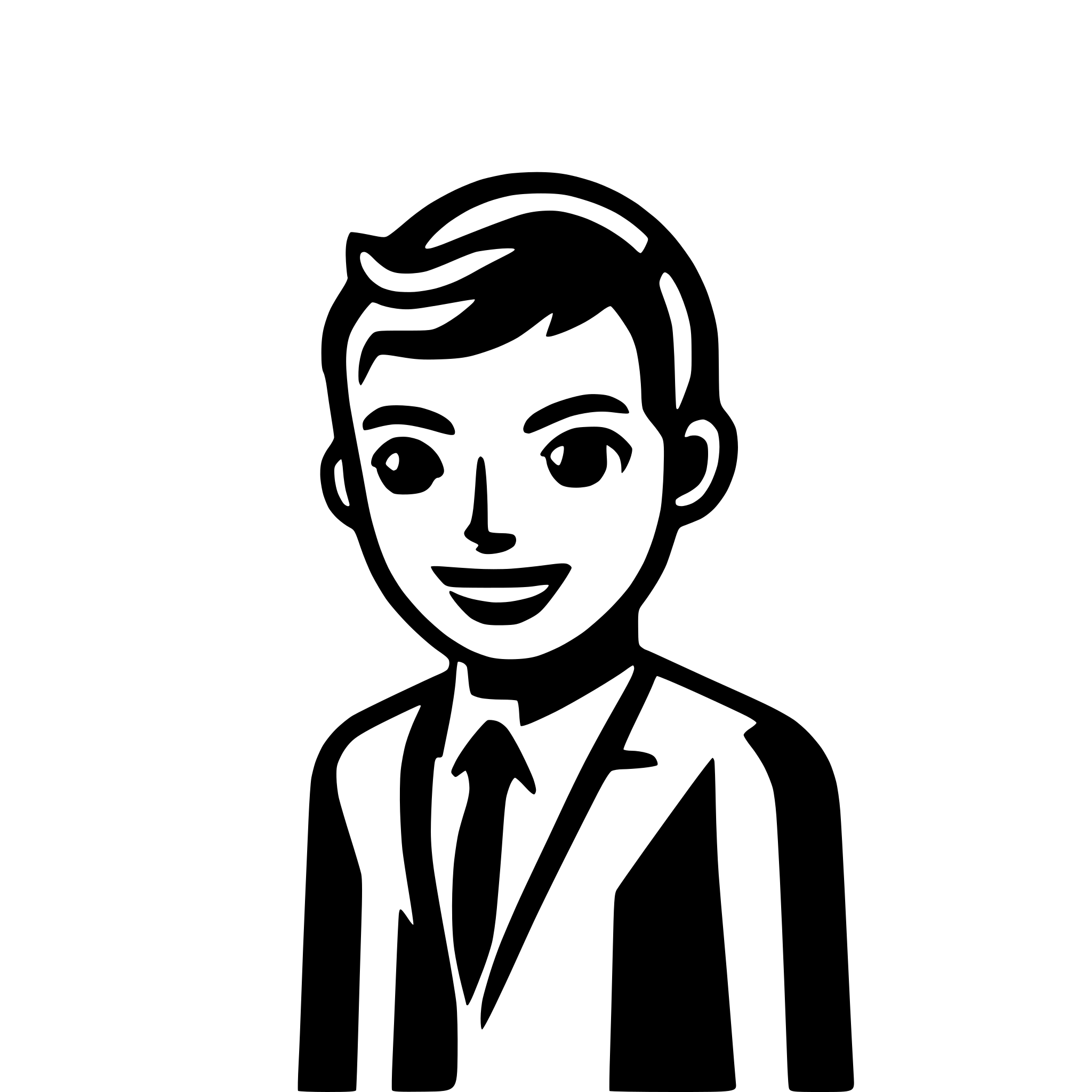 AI-generated SVG of a icon in blue line, with a man's head speaking loud