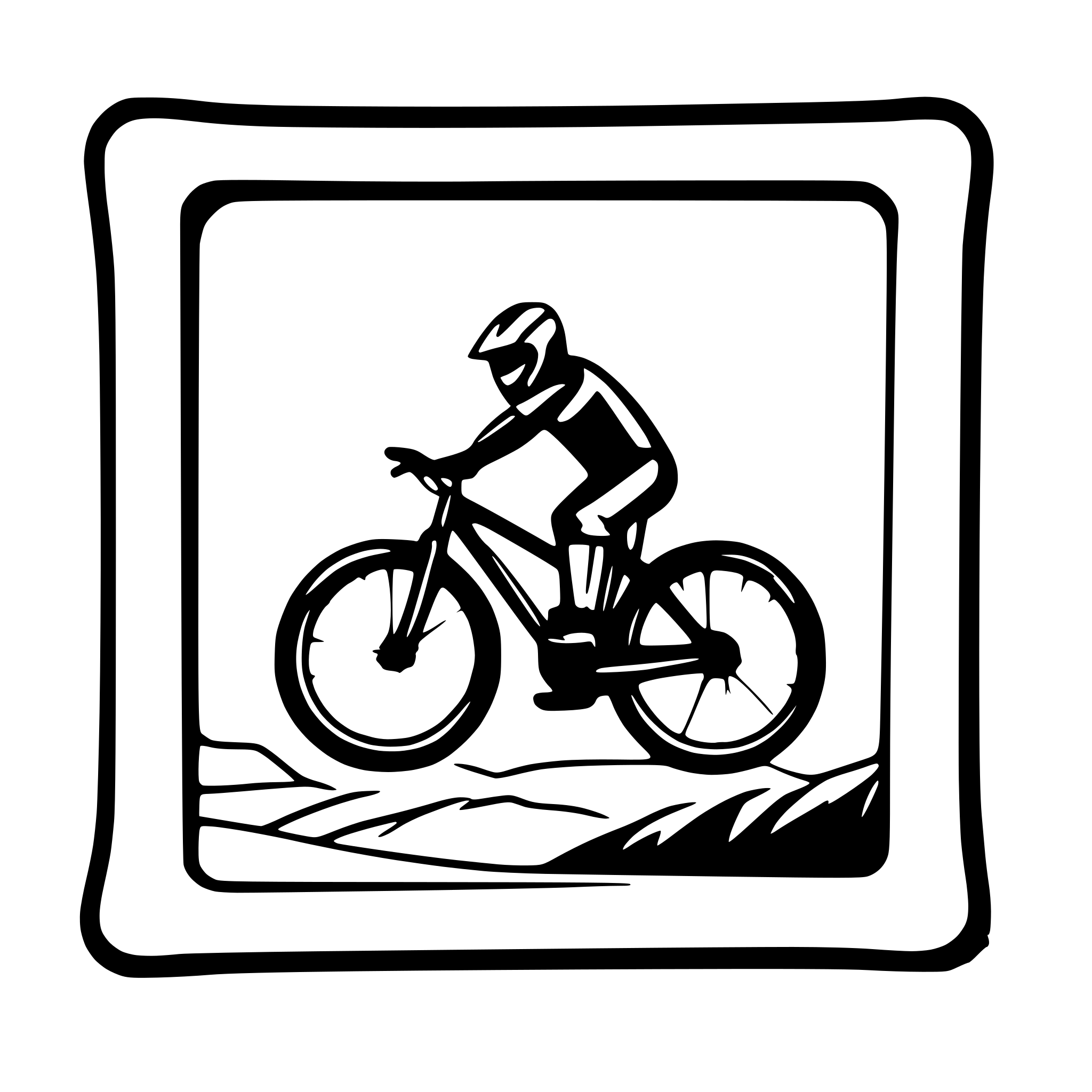 AI-generated SVG of a mountainbike breaking out of a picture frame