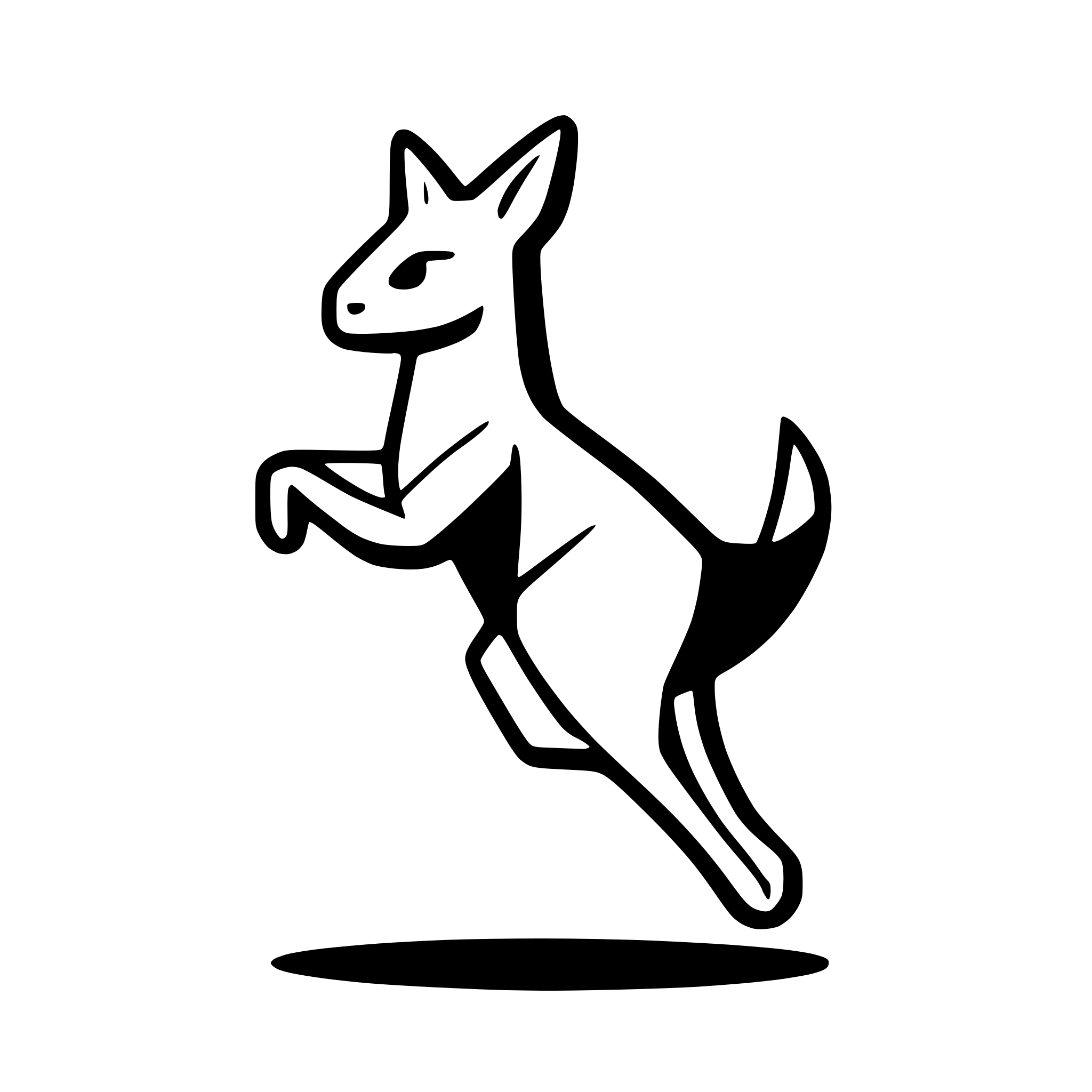 AI-generated SVG of a simple line art kangaroo jumping side profile