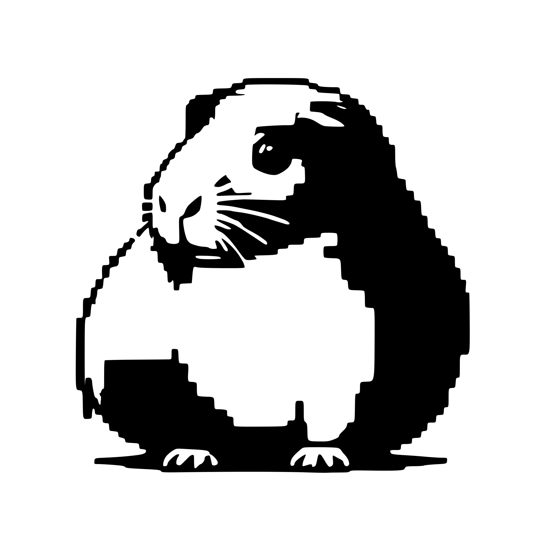AI-generated SVG of a "Create a sprite sheet compatible with Unity in SVG format featuring a realistic pixel art guinea pig at a resolution of 64x64 pixels per frame. The sprite sheet should include four distinct animations, each with 4 frames:  Walking: The guinea pig moves its legs and body slightly up and down to simulate a natural walking motion. Jumping: A smooth transition of the guinea pig squatting down, leaping into the air, and landing back down. Idle: Subtle breathing or tail flicking to indicate the guinea pig is alive and alert. Attack: The guinea pig lunges forward or performs a bite motion. Ensure that each frame is cleanly aligned for easy implementation in a Unity animation system. The art style should be pixel-perfect with a realistic guinea pig design while maintaining a readable and cute aesthetic."