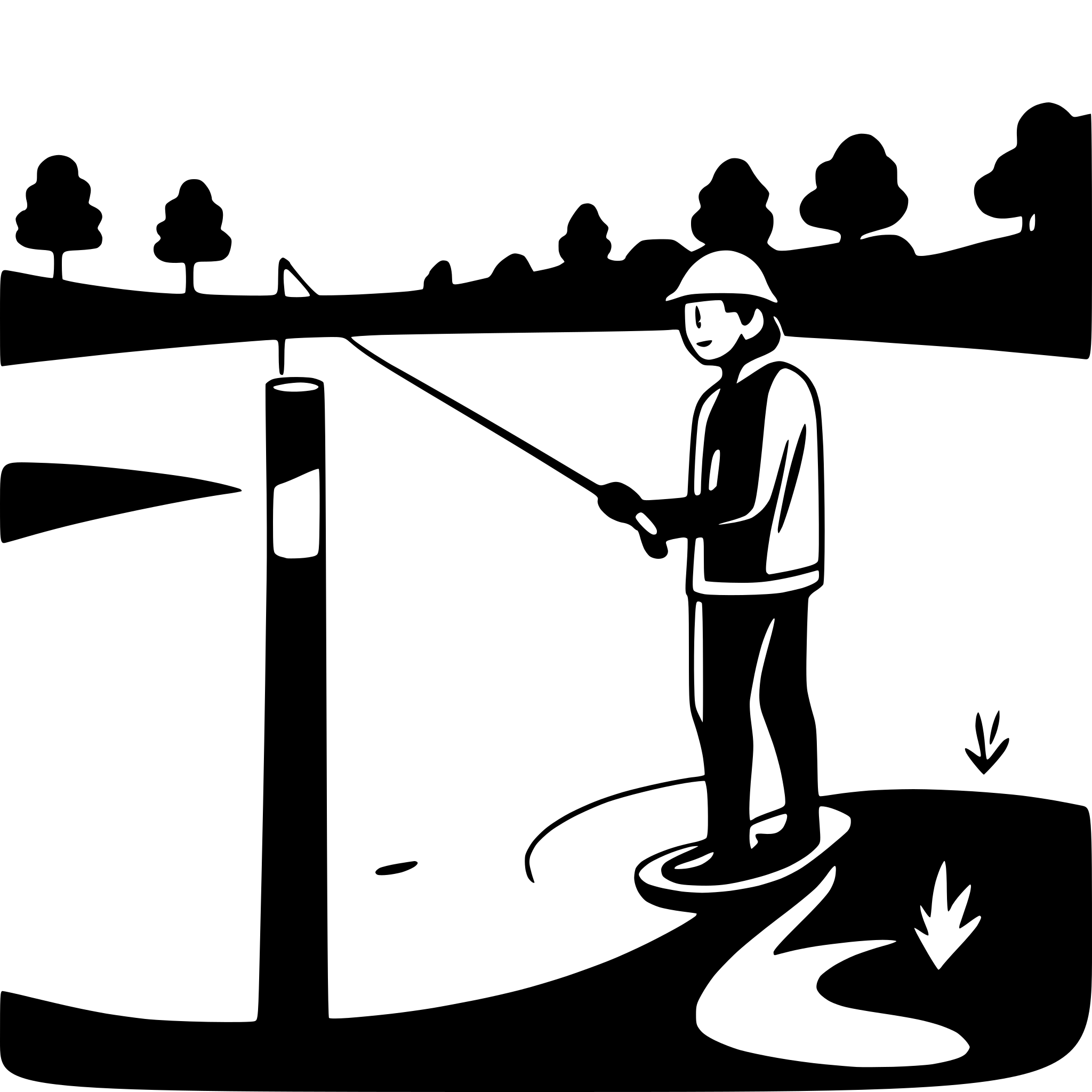 AI-generated SVG of a man fishing by riverbank