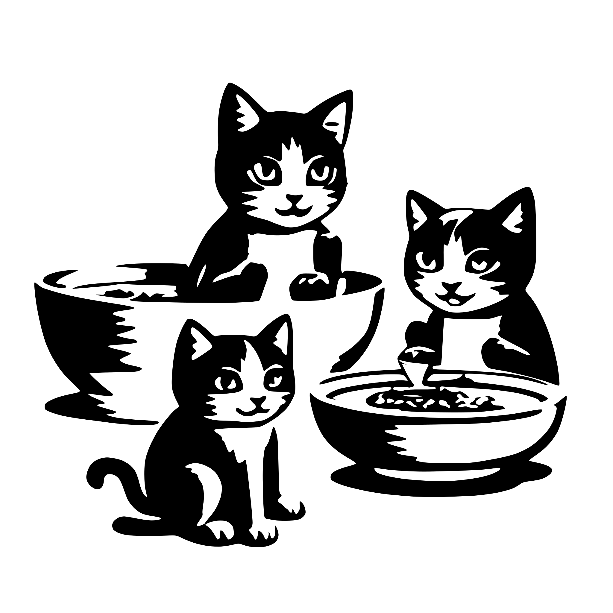 AI-generated SVG of a kitties eating soup