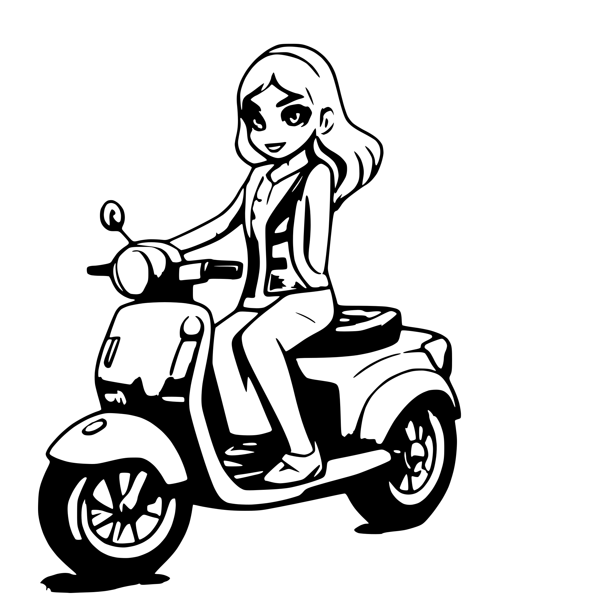 AI-generated SVG of a Woman on a vespa