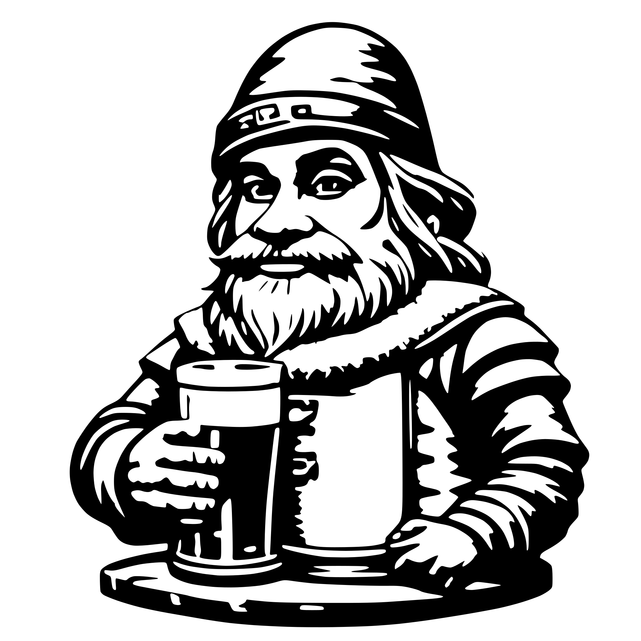 AI-generated SVG of a a beer drinking dwarf with a cap