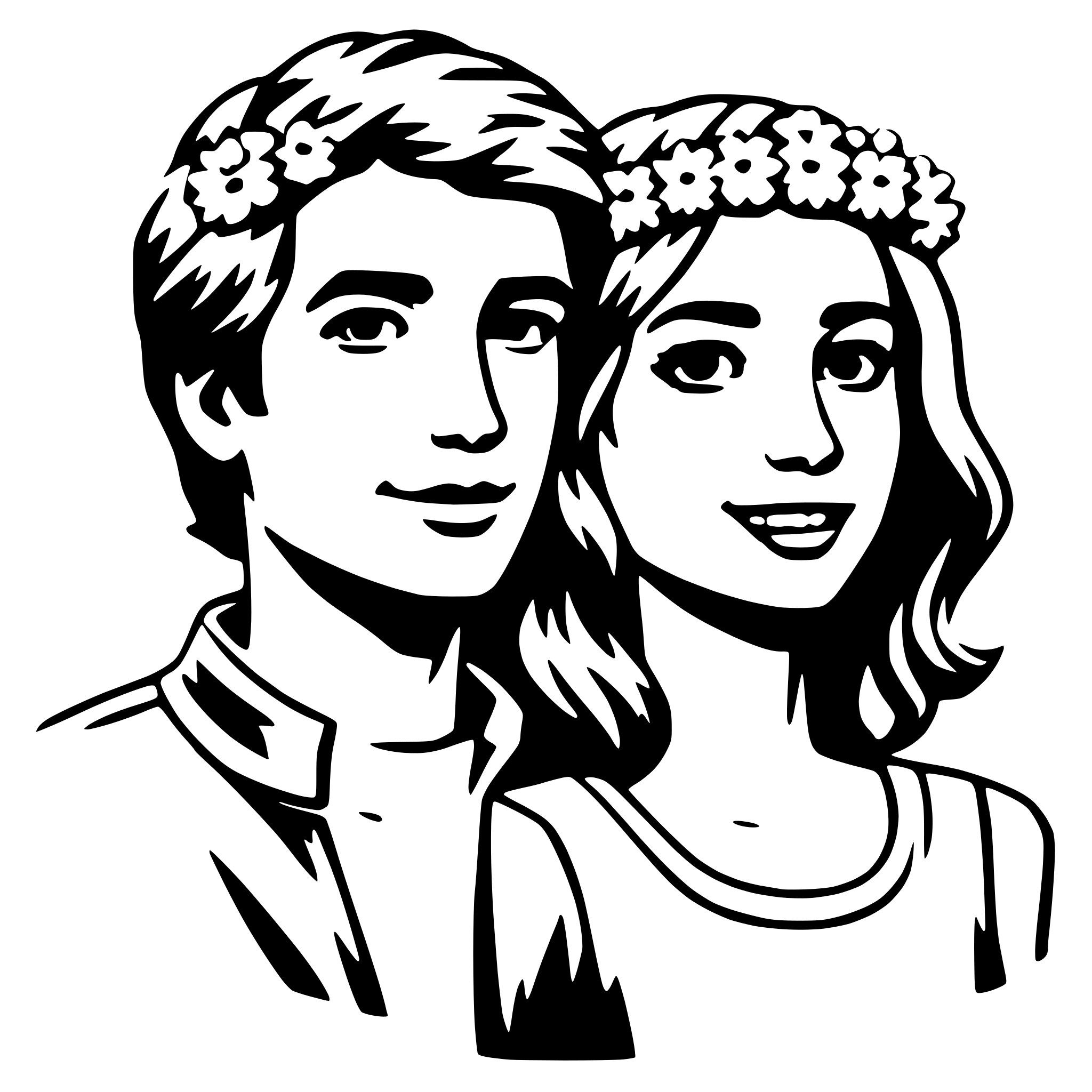 AI-generated SVG of 'flower crown couple'