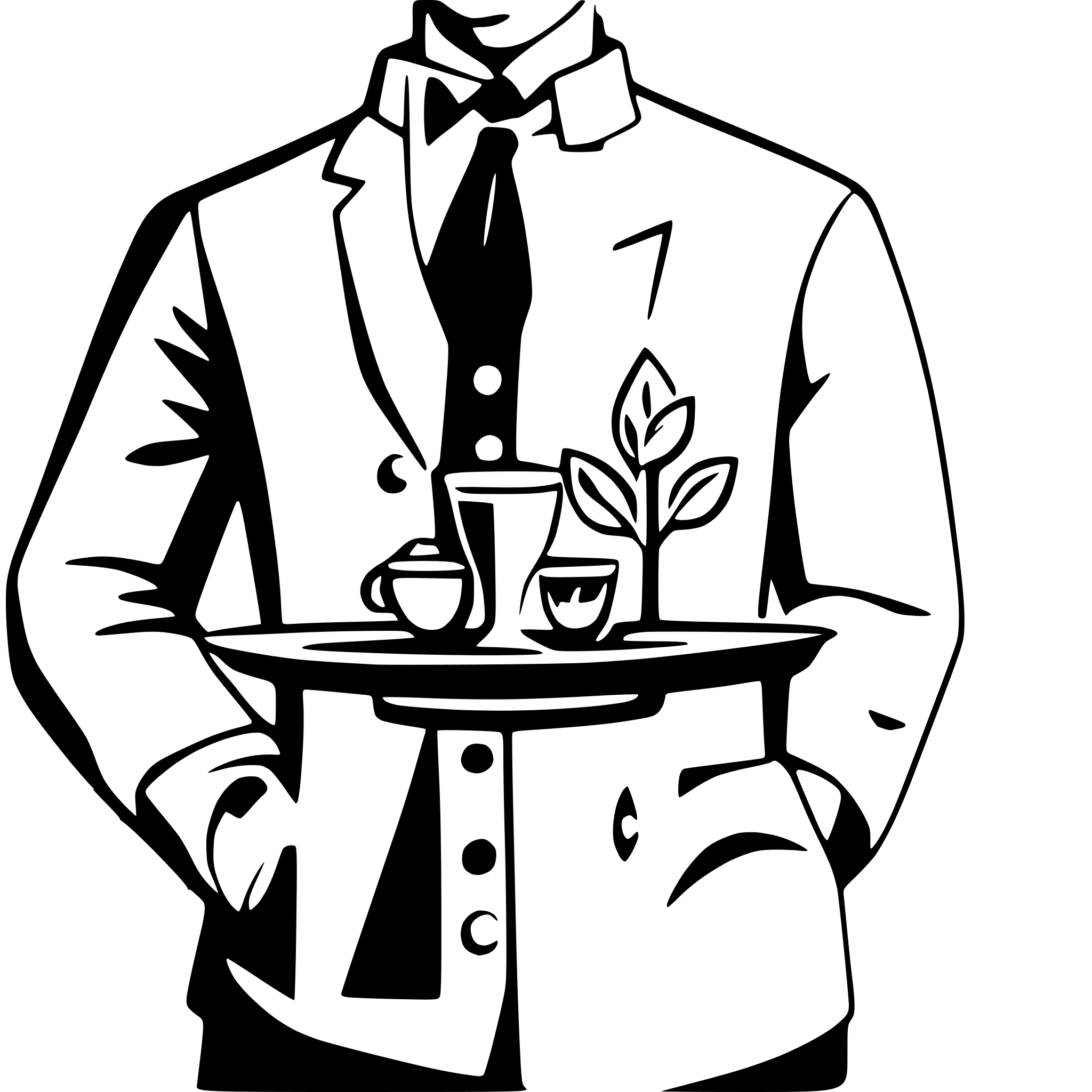 AI-generated SVG of 'italian waiter figure and flowers in style of contempory art  lemon tree not far abstract art less things on picture'