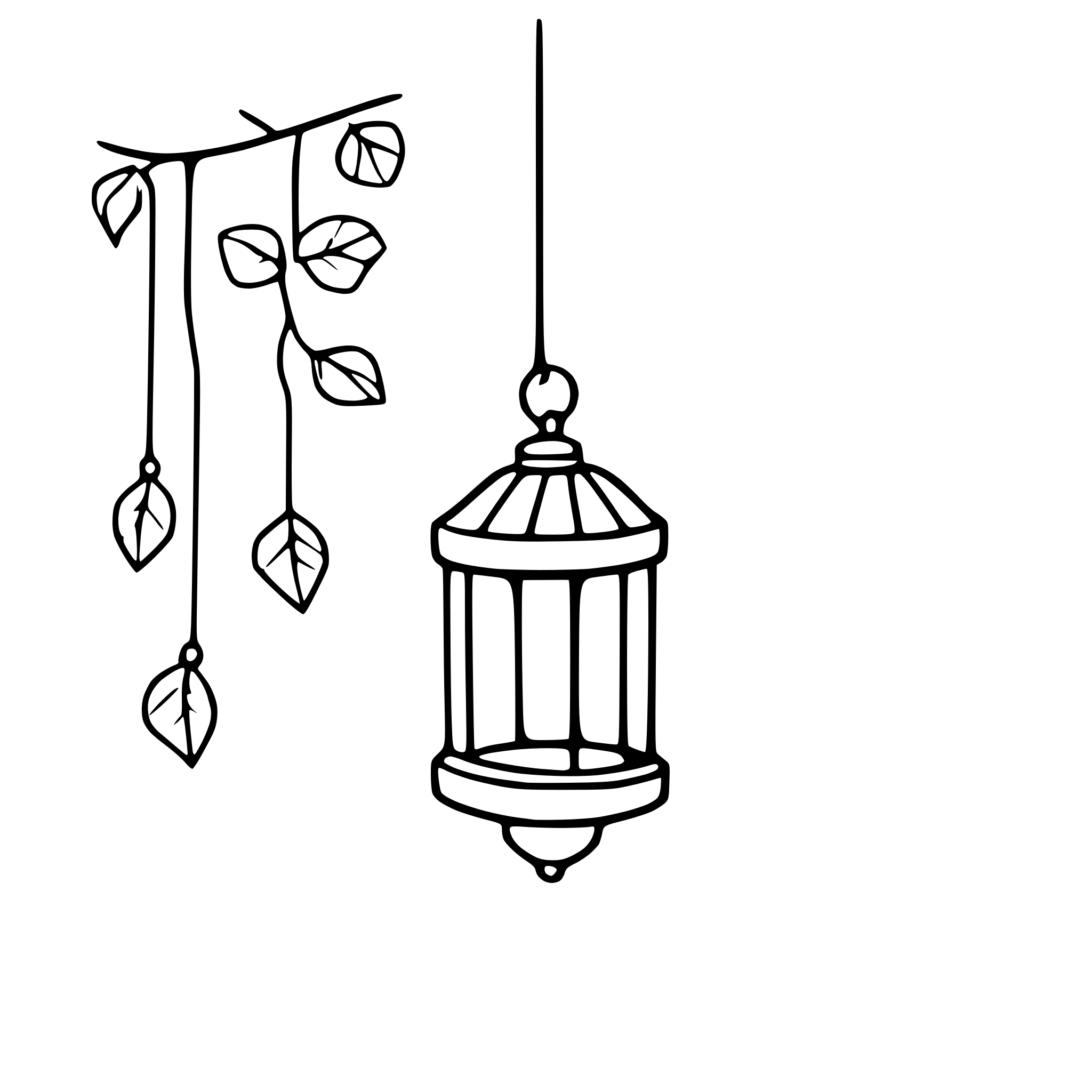 AI-generated SVG of a lantern with hanging vines