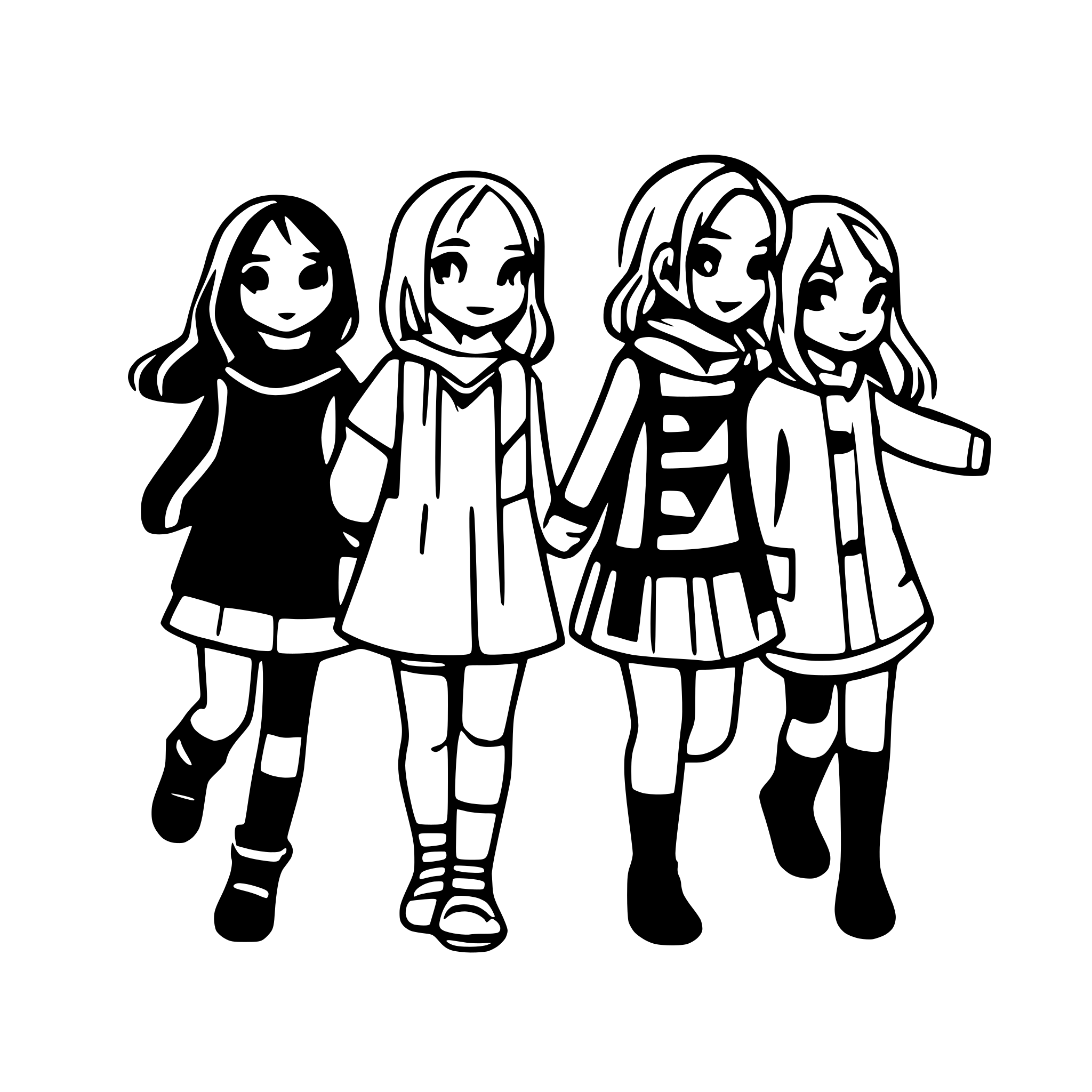 AI-generated SVG of a girls and boys forming a line and holding hands