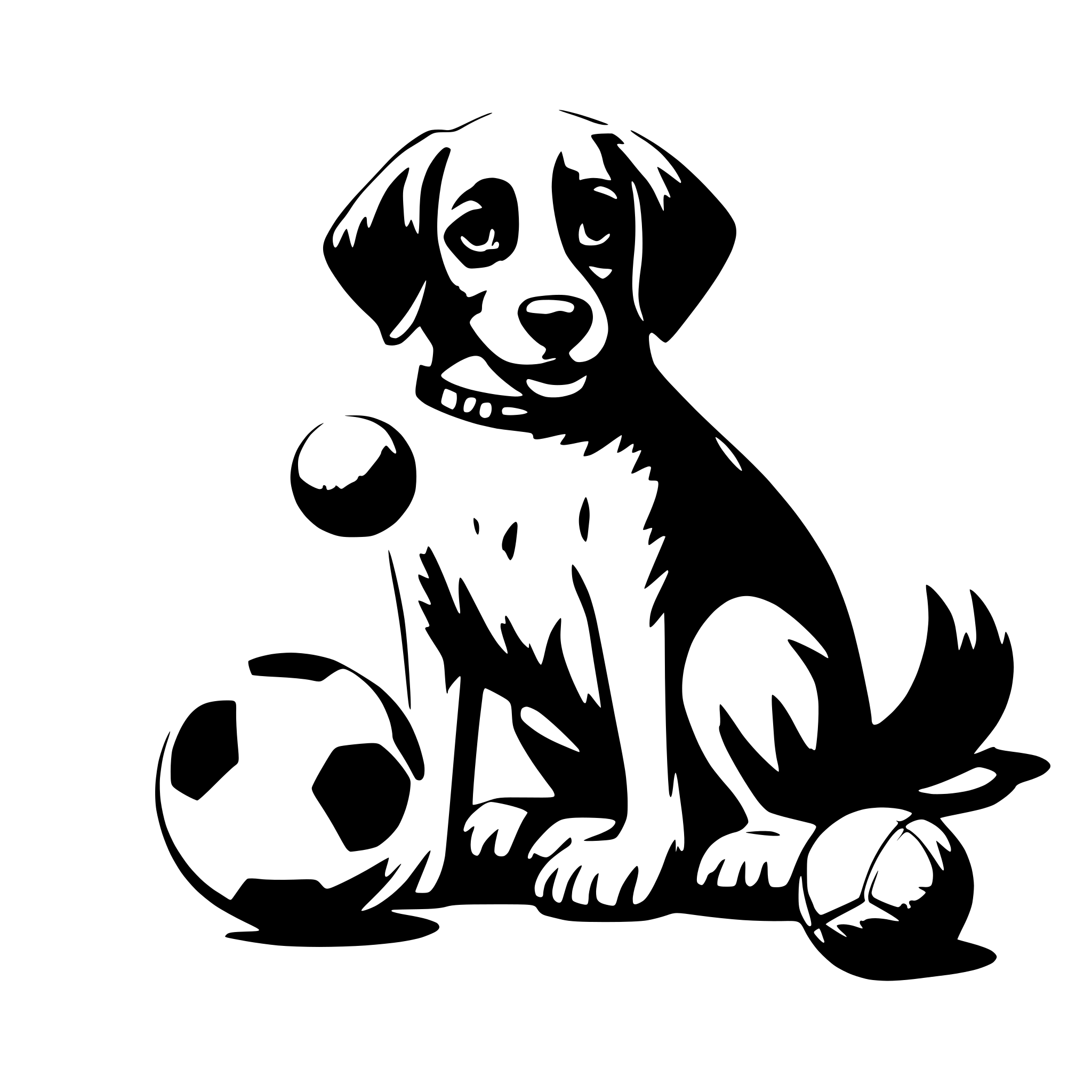 AI-generated SVG of 'dog playing with ball'