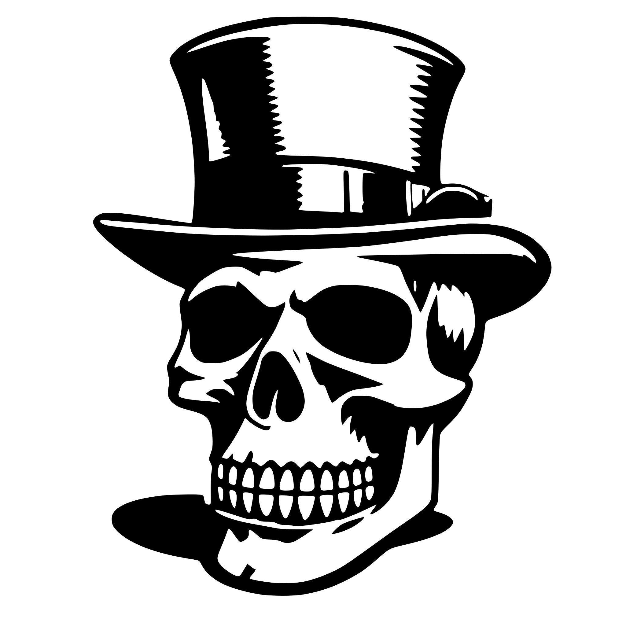 AI-generated SVG of 'a skull with hat cylinder'