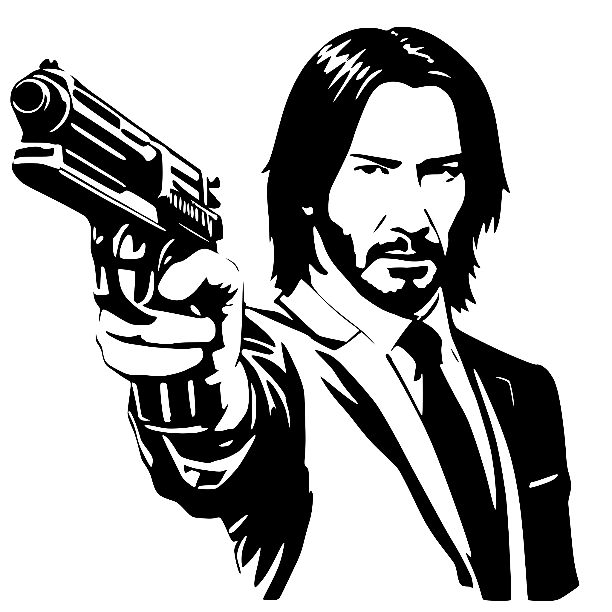 AI-generated SVG of a Generate a vector of Keanu Reeves John Wick with a gun AI-generated SVG of a Generate a vector of Keanu Reeves John Wick with a gun