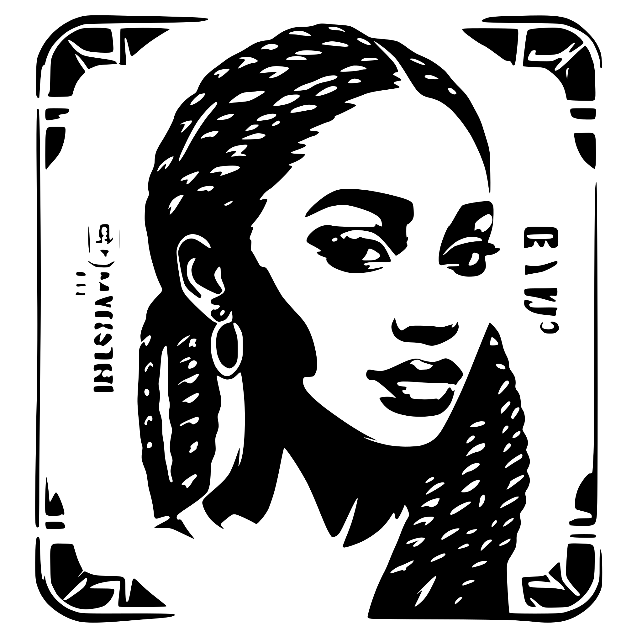 AI-generated SVG of a a black woman with braids and the text 