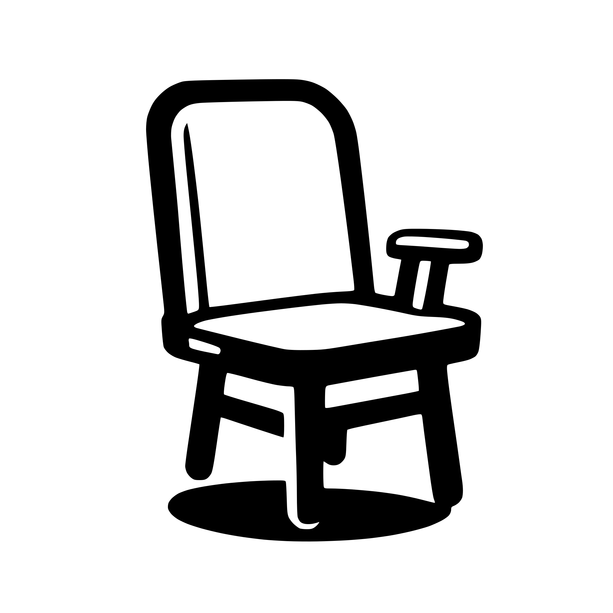 AI-generated SVG of 'Create a monochrome logo depciting a chair. my company is called Isu'