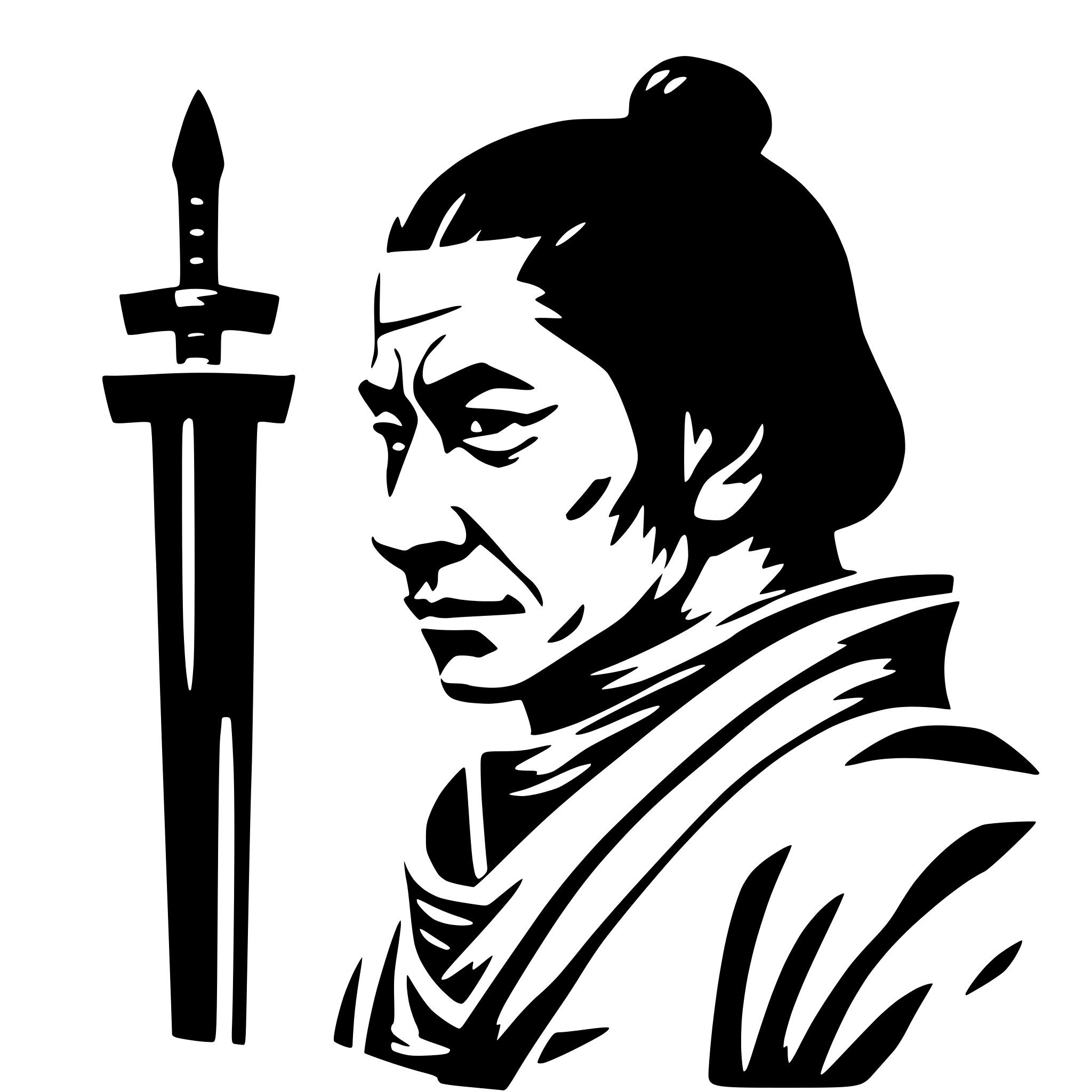 AI-generated SVG of a old samurai, side view, nostalgic