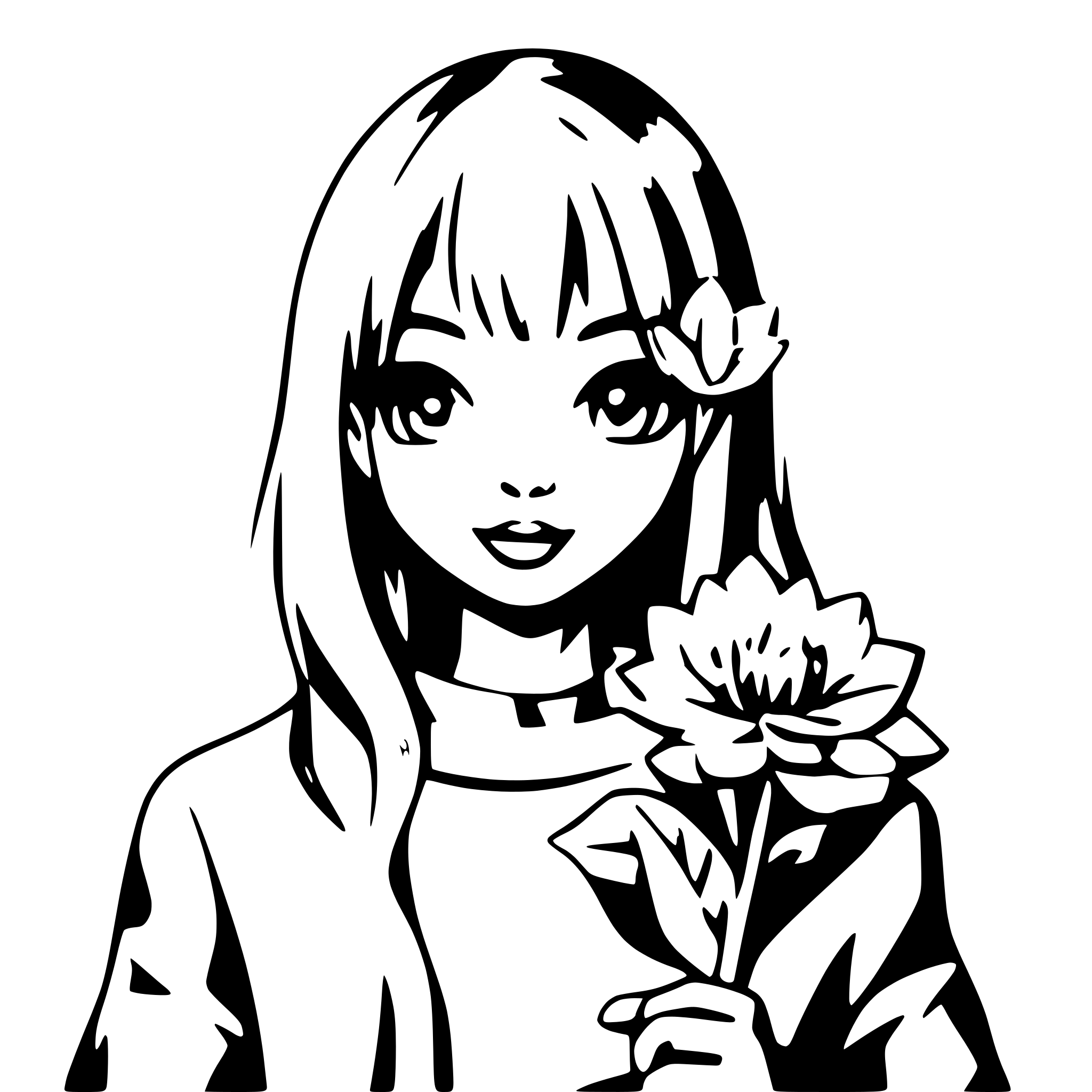 AI-generated SVG of 'girl with flower'