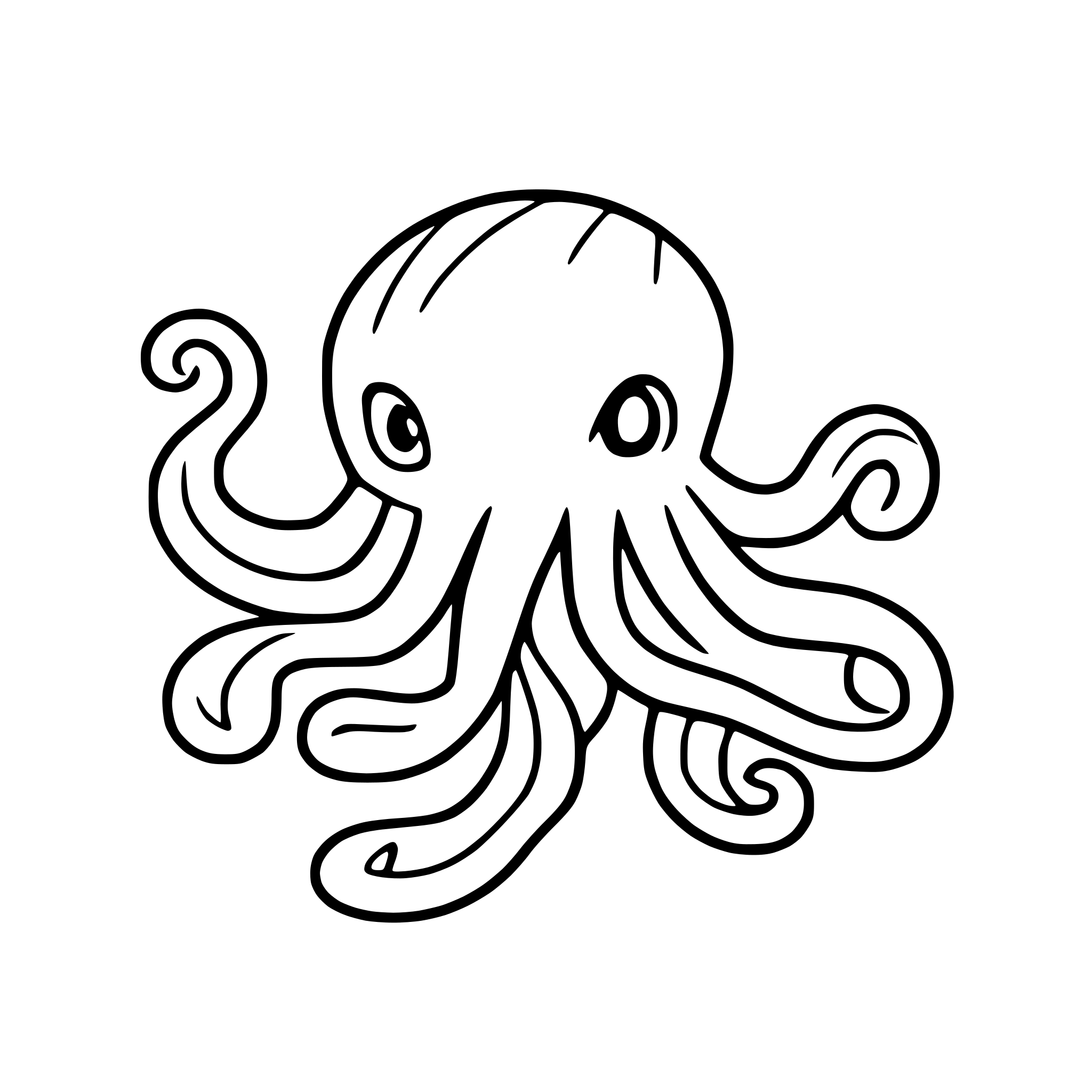 AI-generated SVG of 'octopus with tentacles spread'