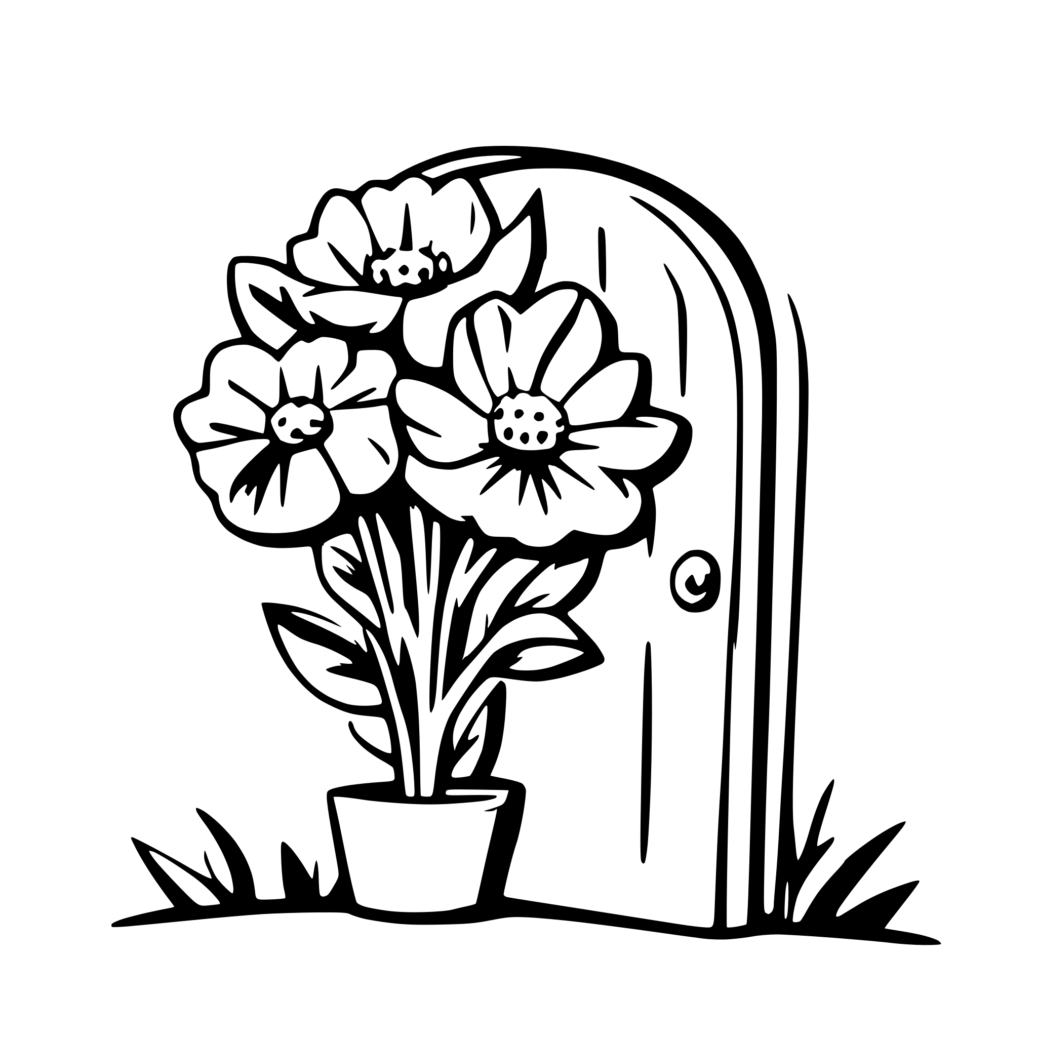 AI-generated SVG of a flowers oppening like a door