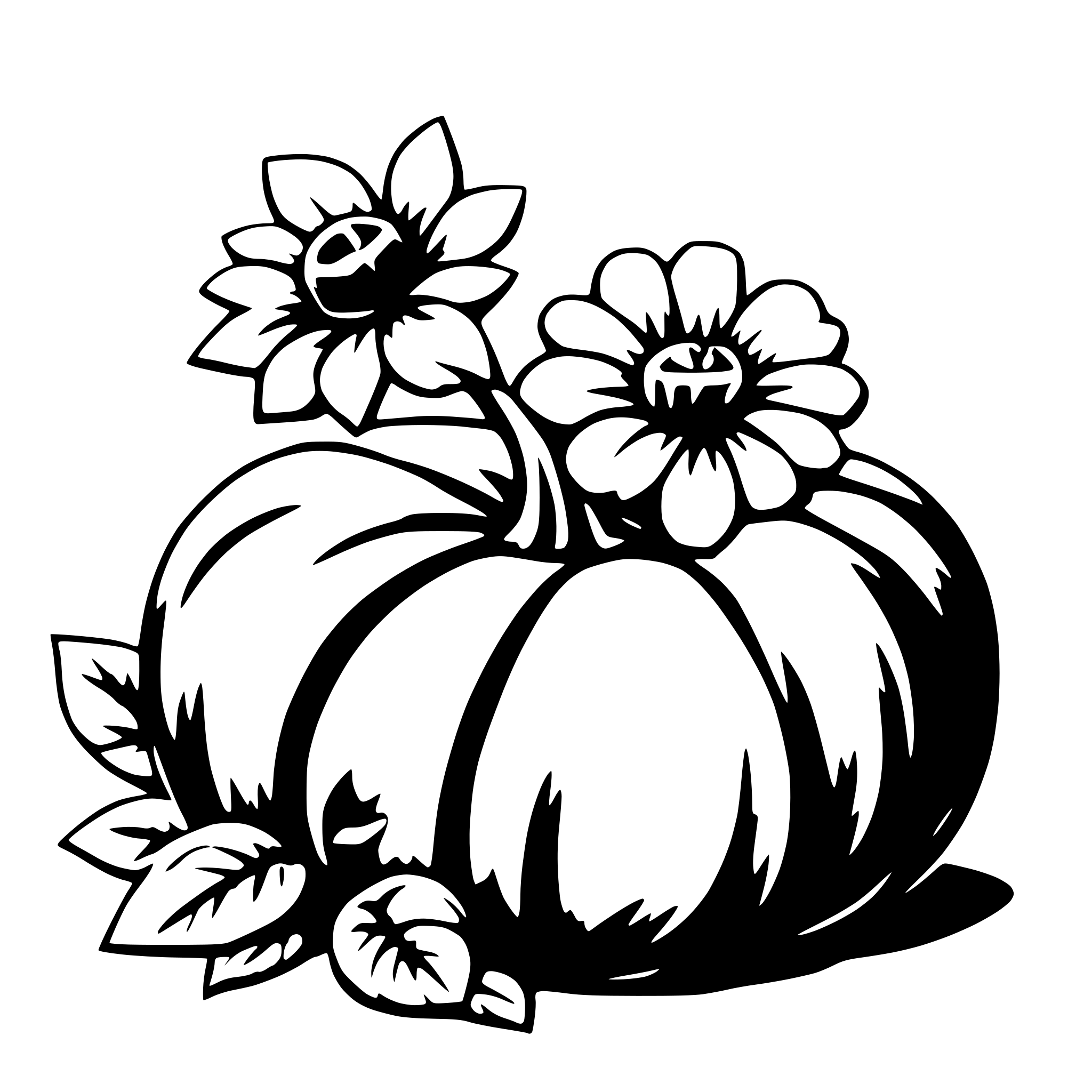 AI-generated SVG of a pumpkin with flowers