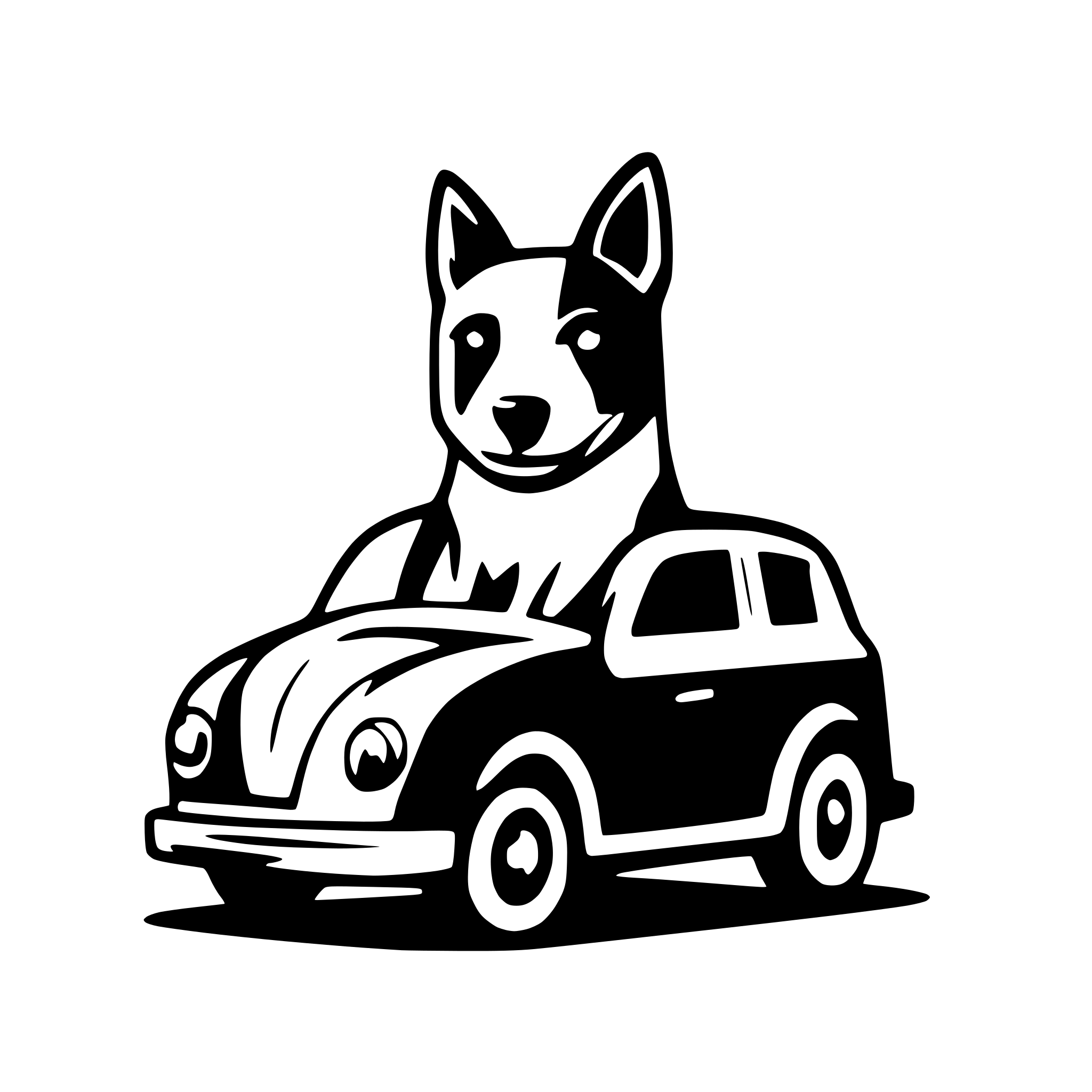 AI-generated SVG of a one dog and one car