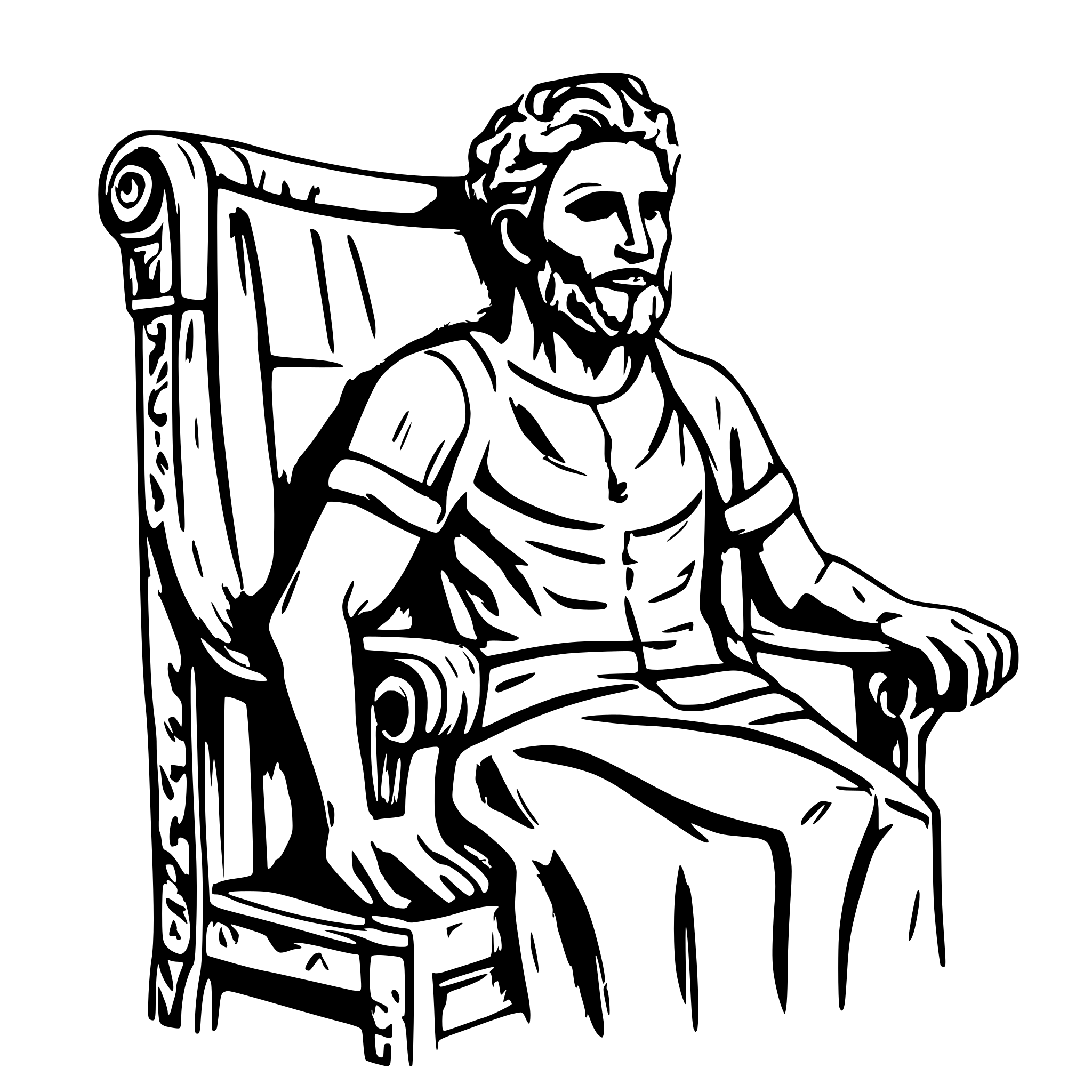 AI-generated SVG of 'marcus aurelius on throne writing'