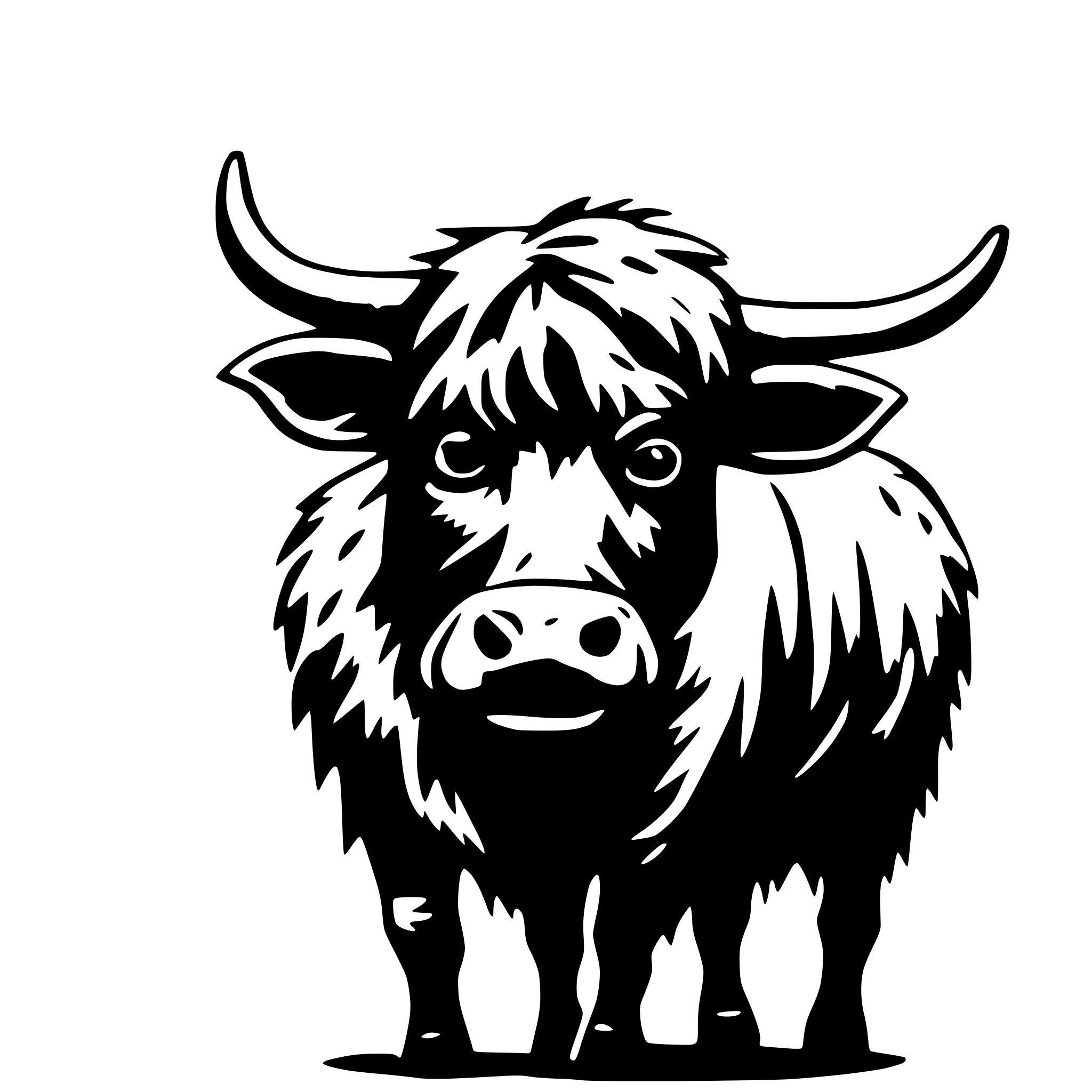 AI-generated SVG of a Crazy Highland Cow