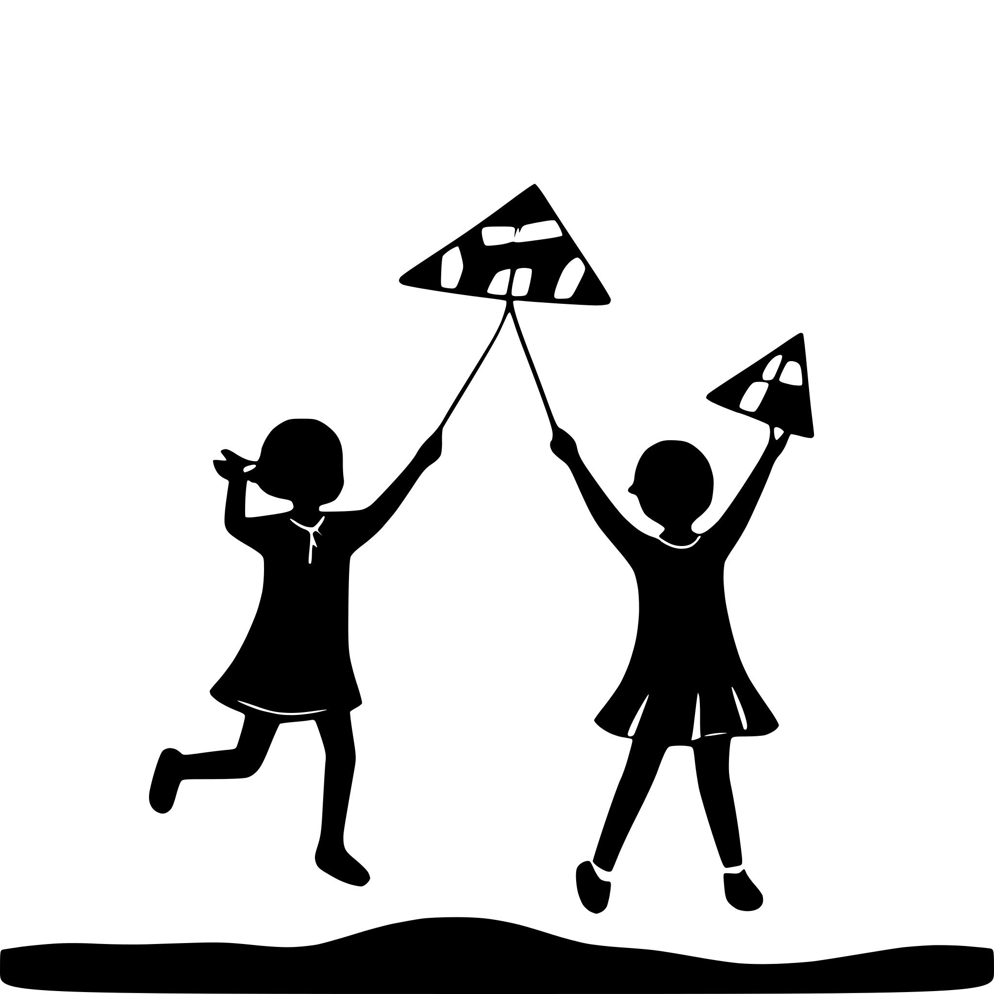 AI-generated SVG of 'children flying kites'