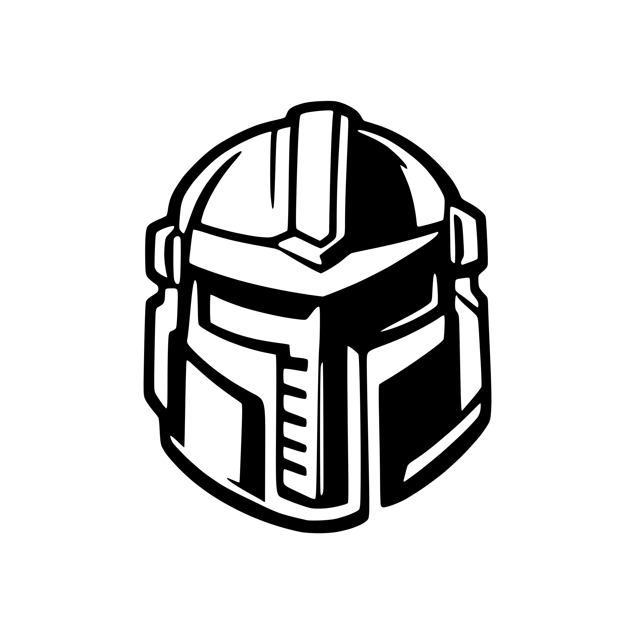 AI-generated SVG of a Warhammer 40k space marine helmet flat stylized