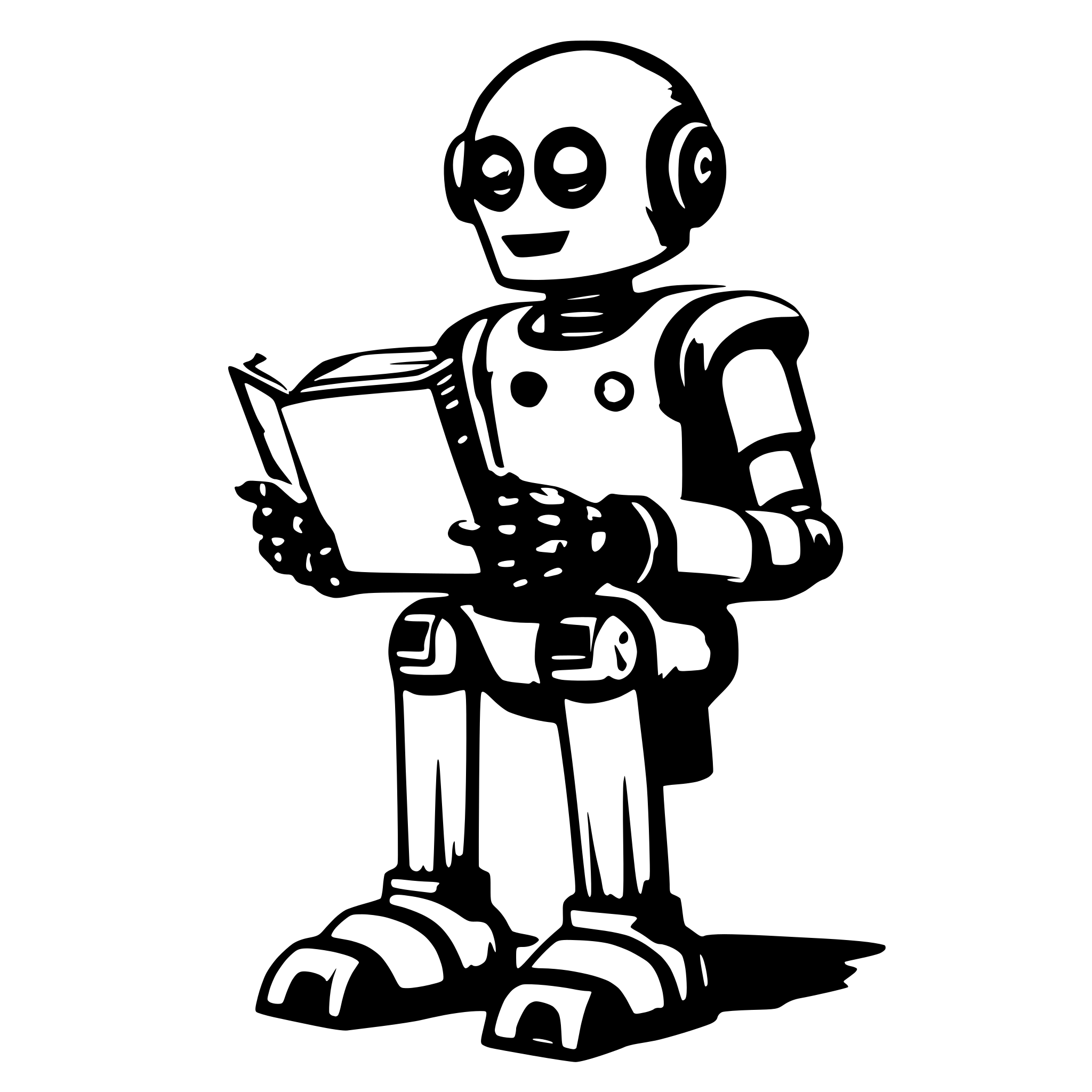 AI-generated SVG of a AI robot teacher holds a book and flips through it AI-generated SVG of a AI robot teacher holds a book and flips through it