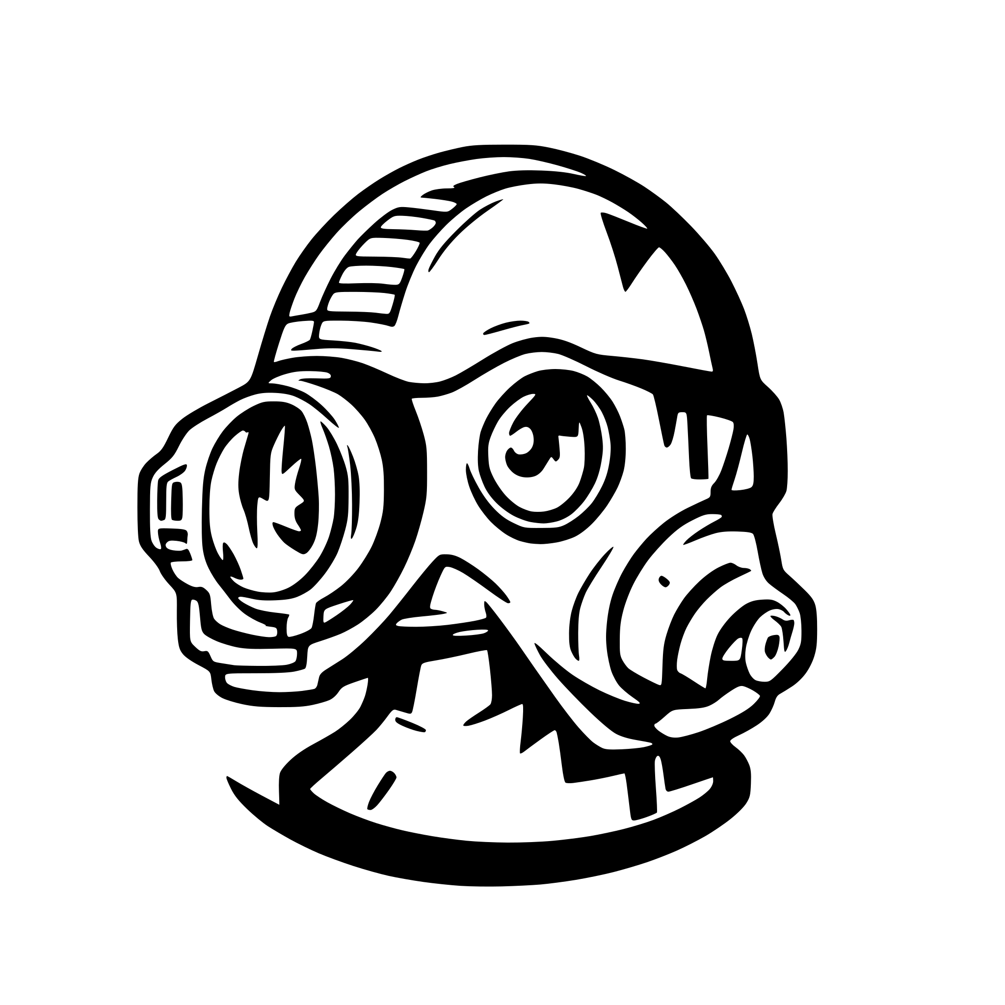 AI-generated SVG of a fish head with gas mask