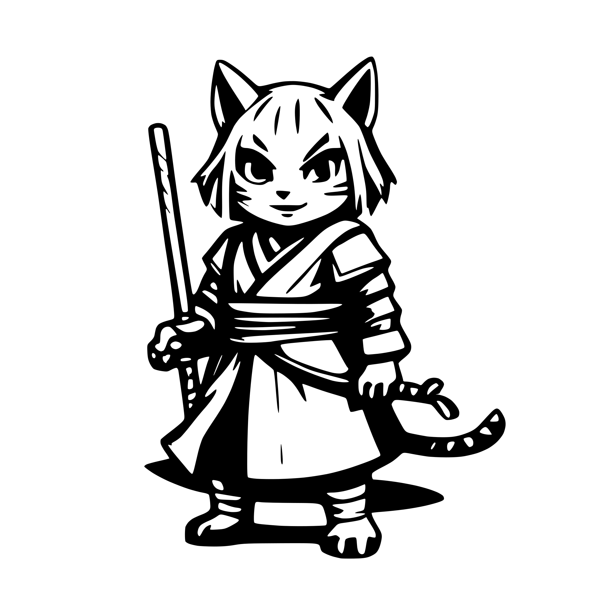 AI-generated SVG of a old cat samurai