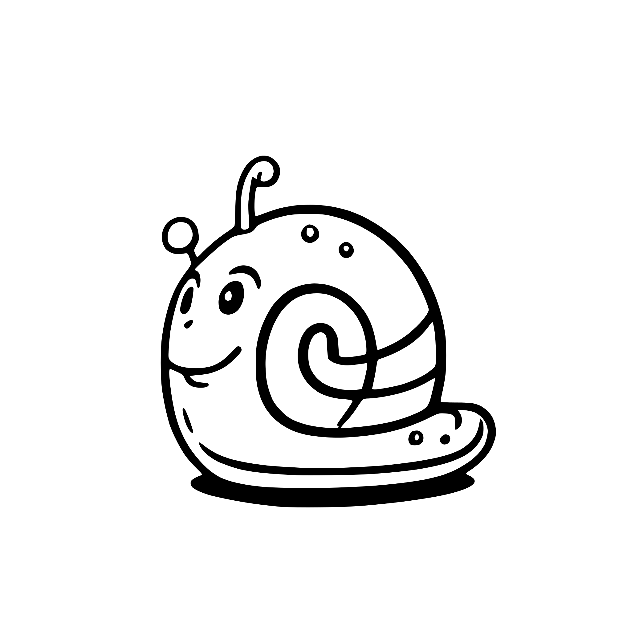 AI-generated SVG of a a happy snail leaving a trail of glitter