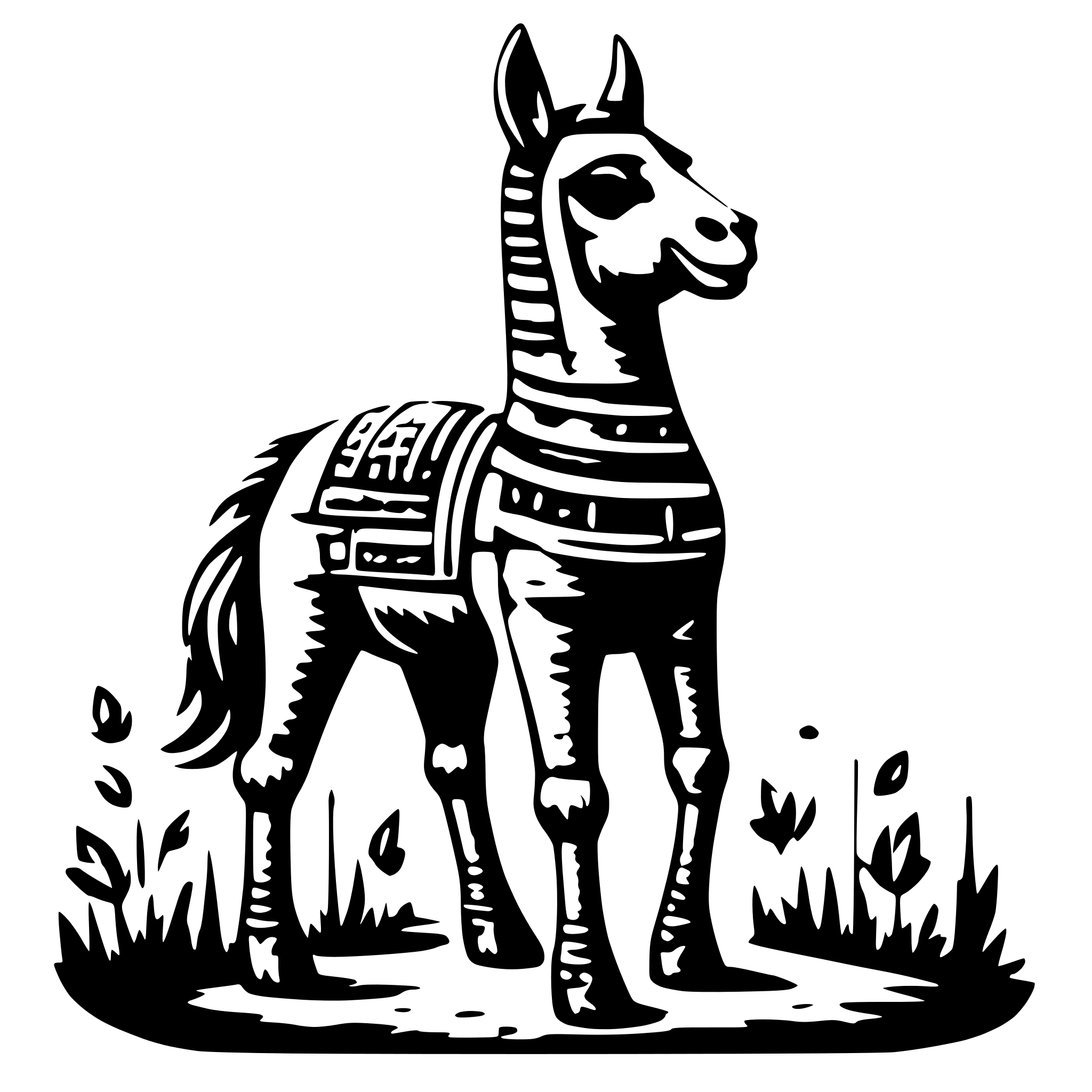 AI-generated SVG of 'llama wicker horse'