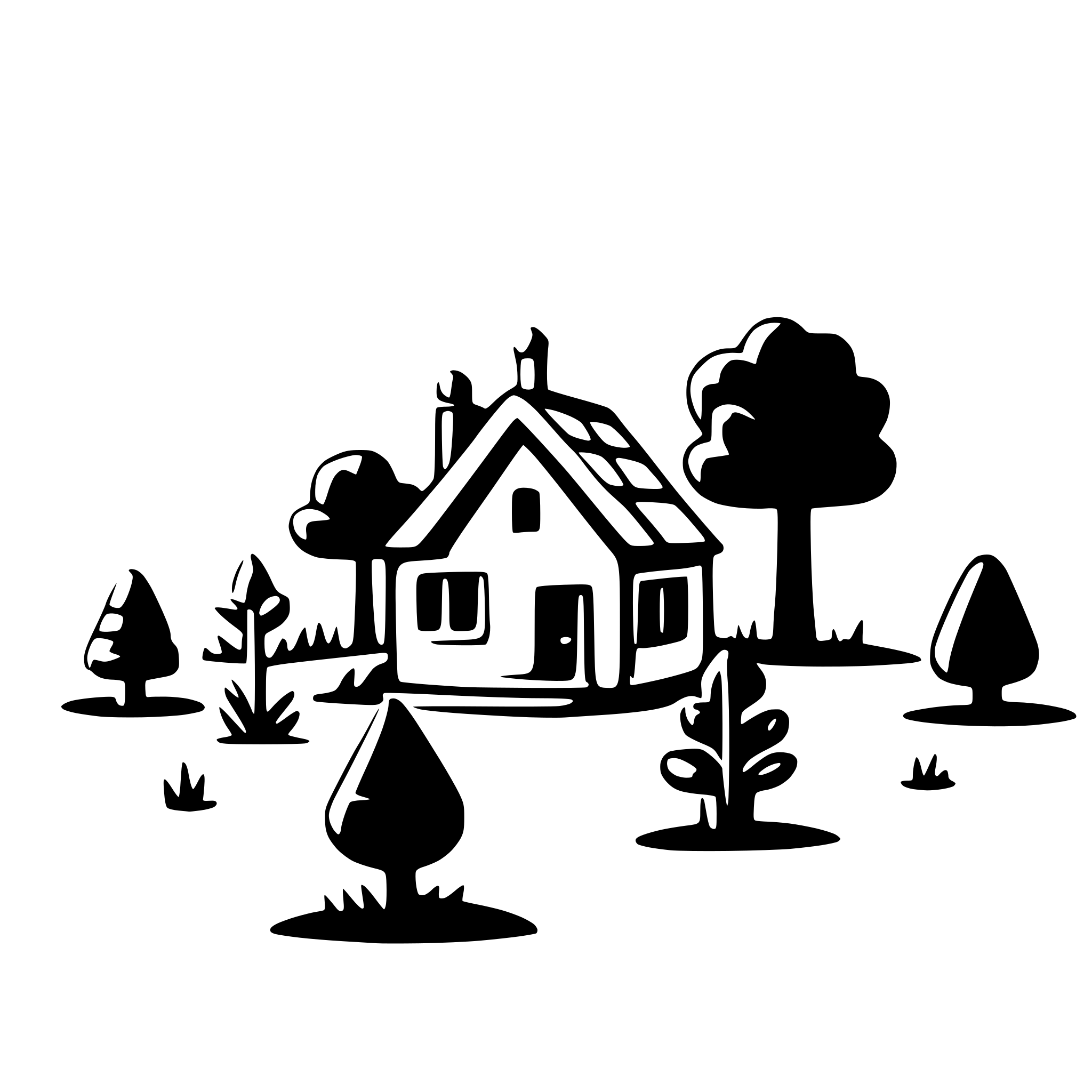 AI-generated SVG of 'land landscape little house garden'