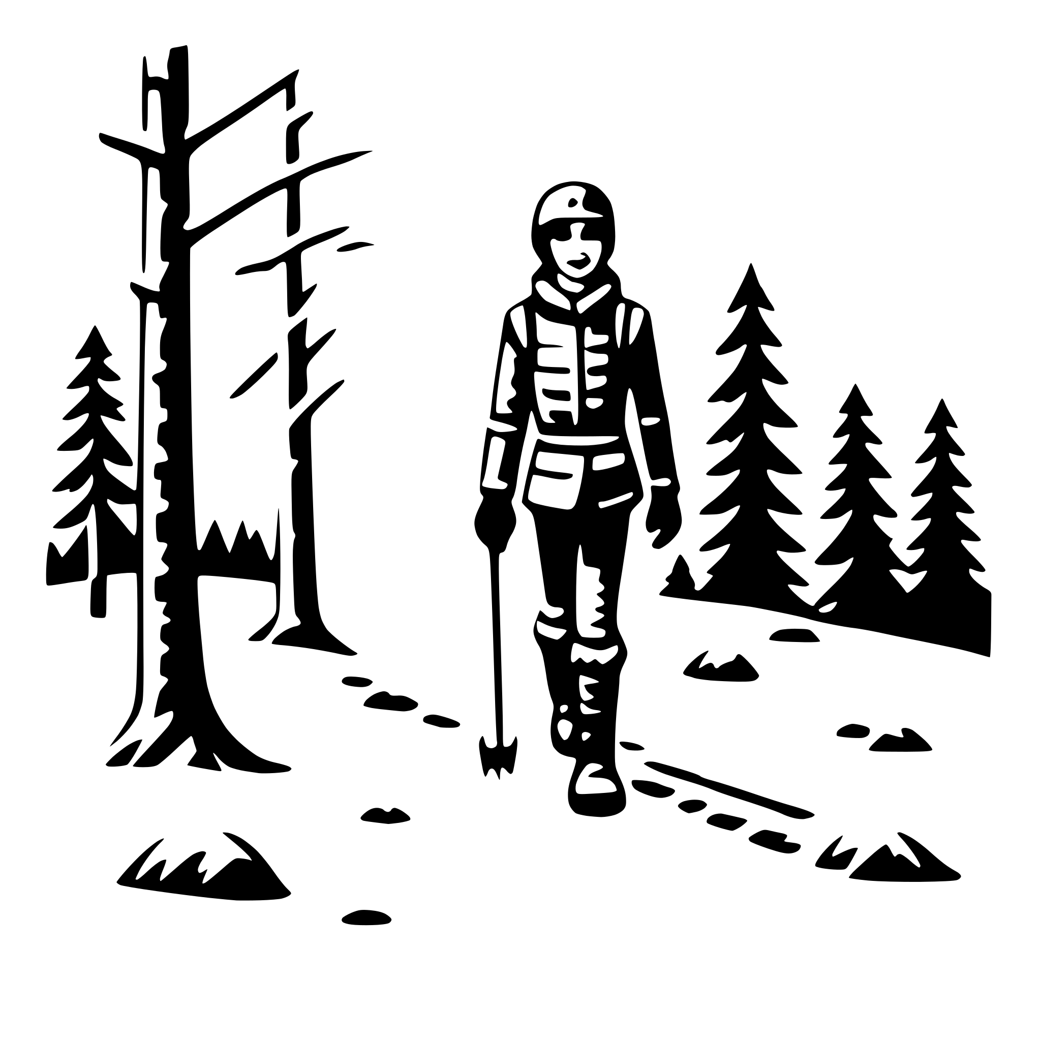 AI-generated SVG of 'snowshoeing in woods'