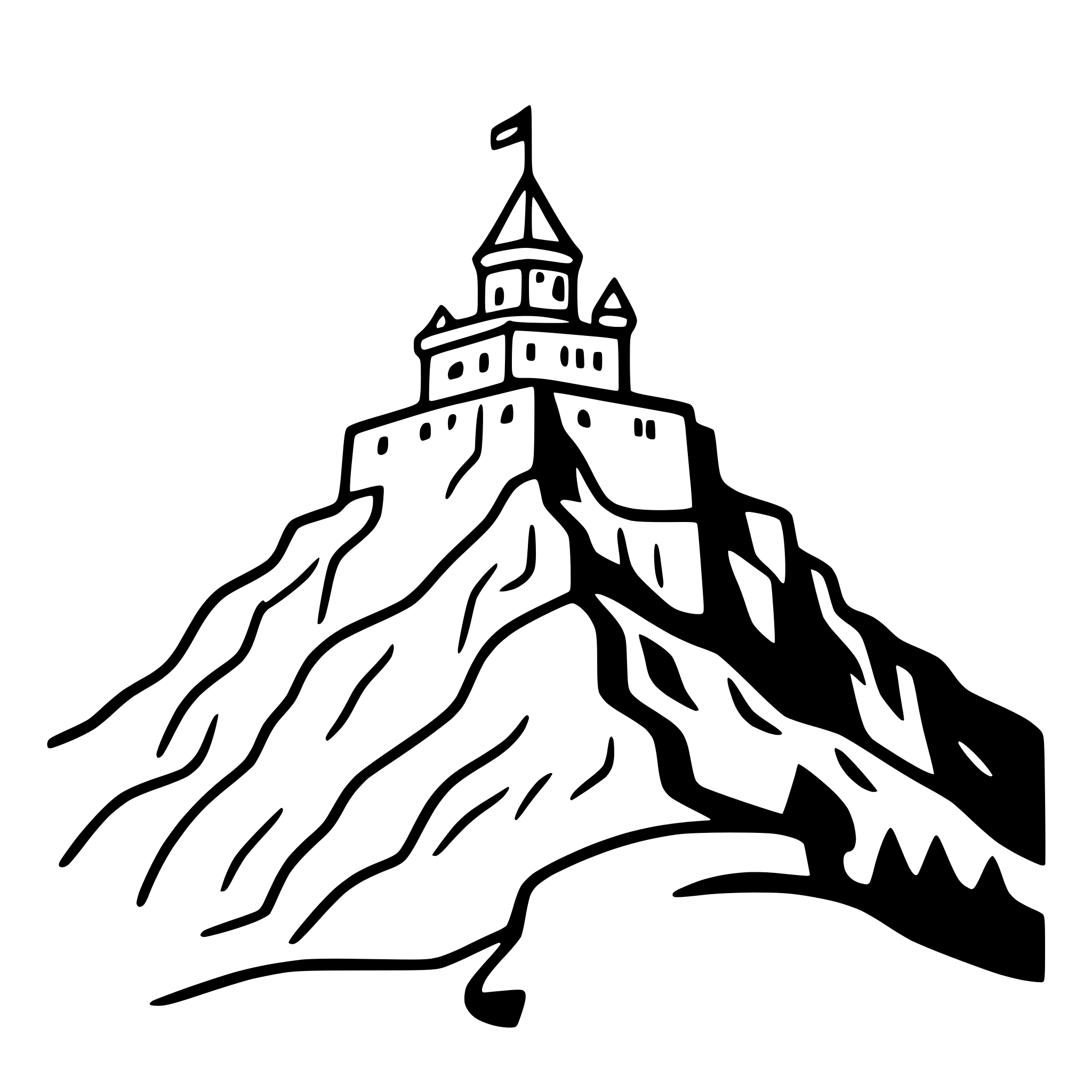AI-generated SVG of 'castle on mountain peak'