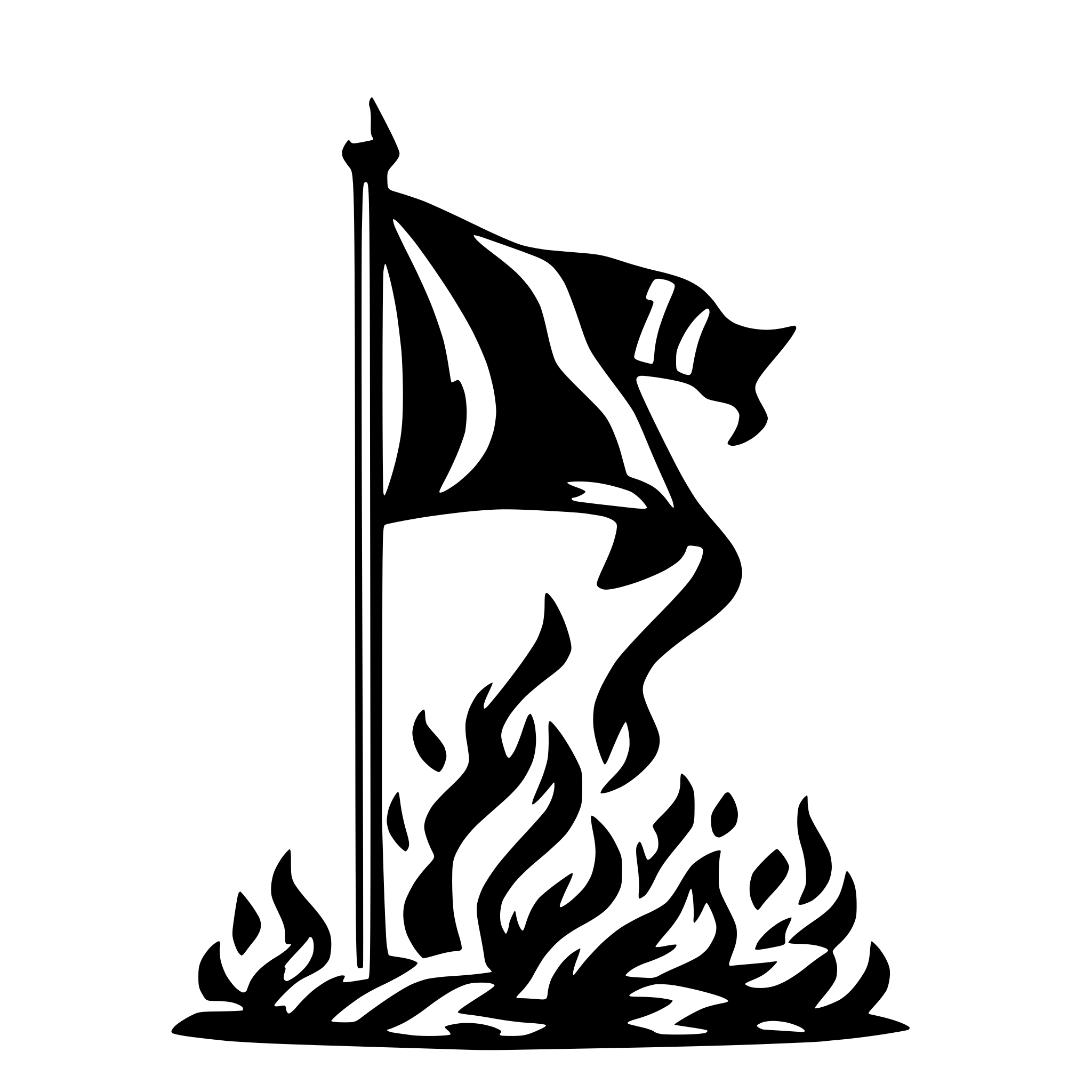 AI-generated SVG of 'Red flag made of flames'