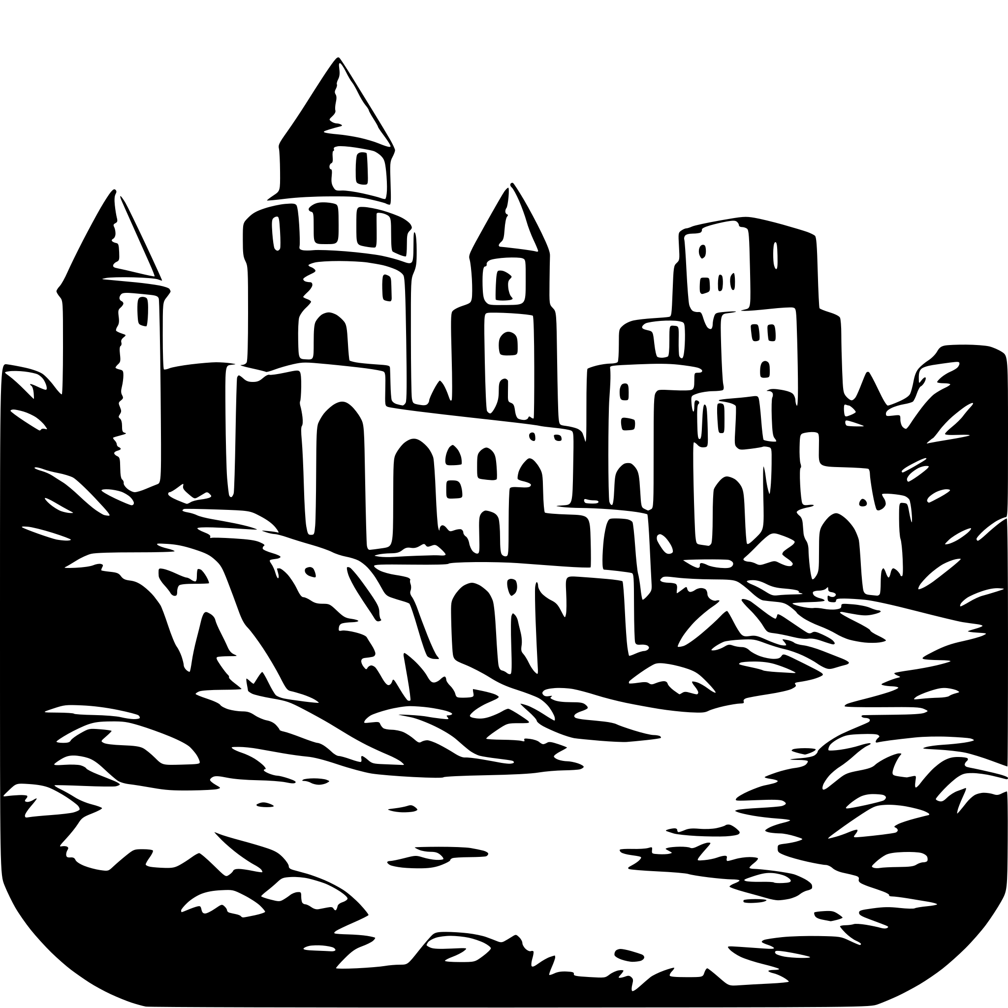 AI-generated SVG of a ruined mehalitic city