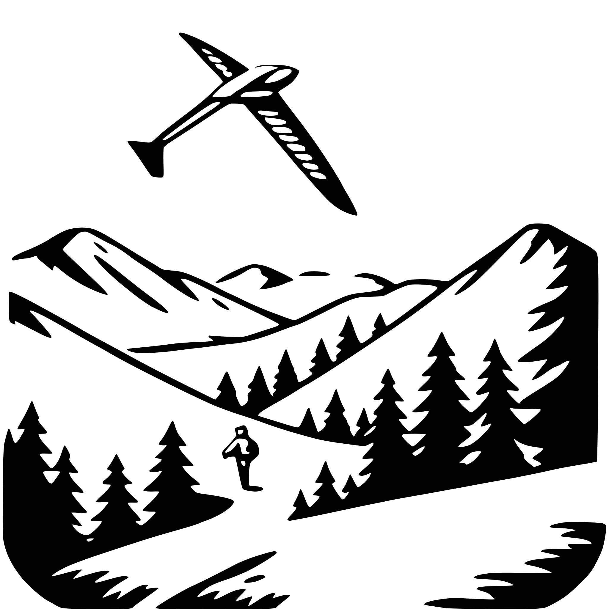 AI-generated SVG of a hang gliding above hills