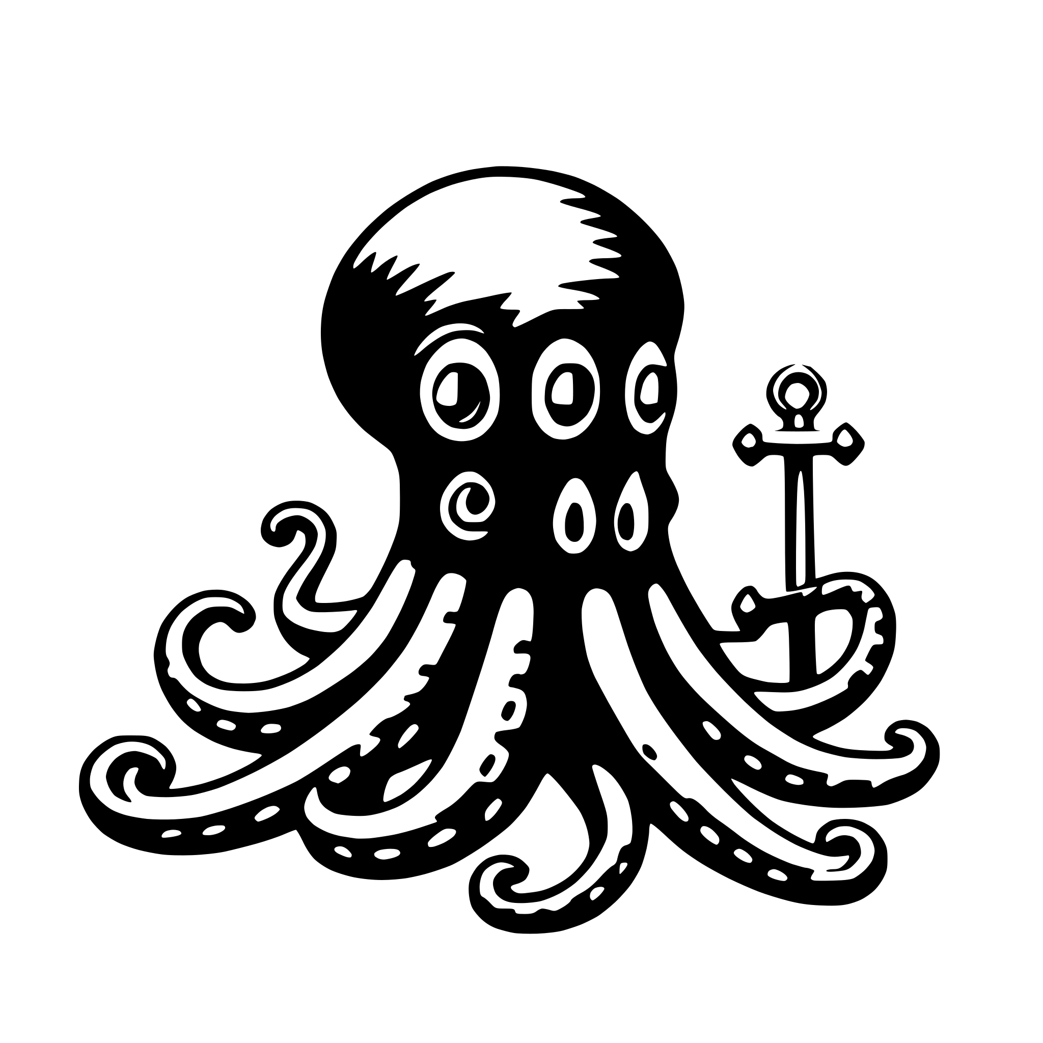 AI-generated SVG of 'octopus with anchor'