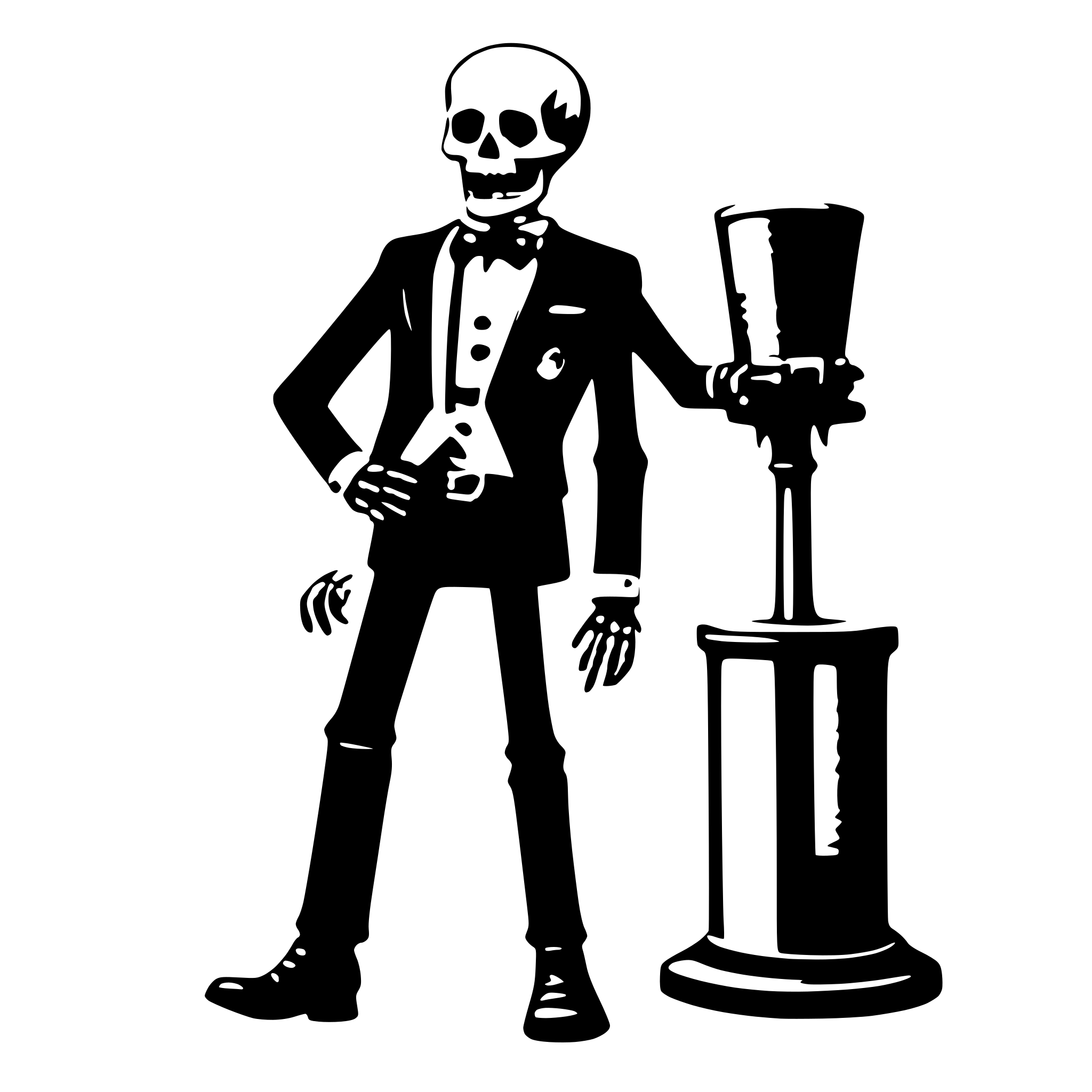 AI-generated SVG of a a skeleton with a cylinder and a mens suit AI-generated SVG of a a skeleton with a cylinder and a mens suit