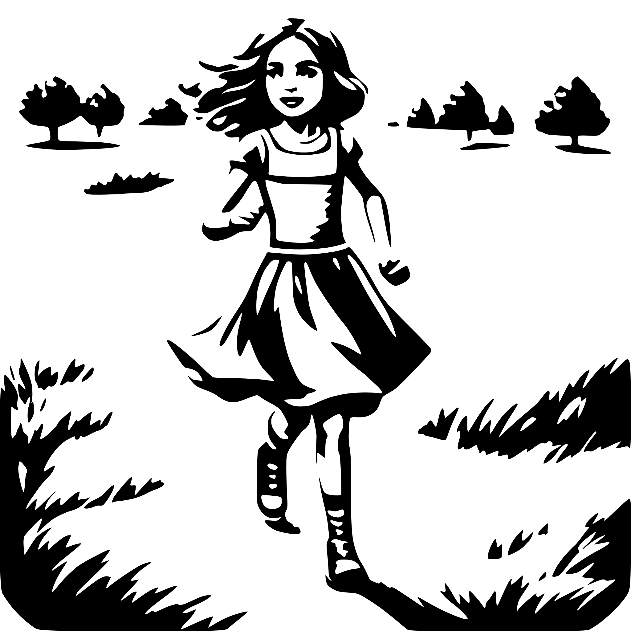 AI-generated SVG of 'girl running in meadows'