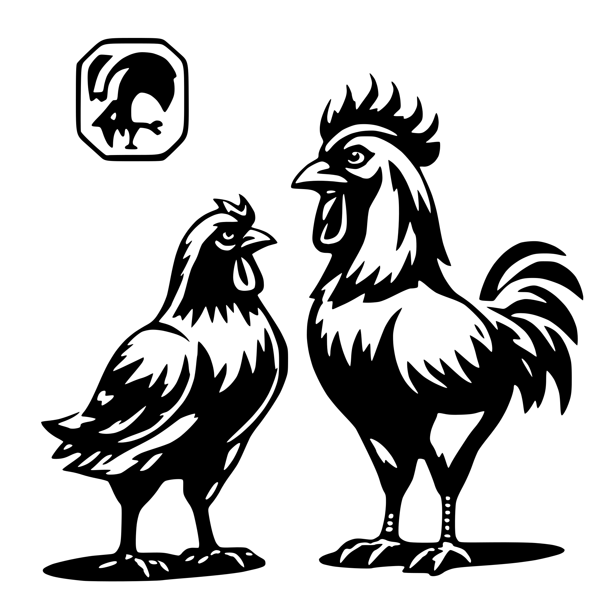 AI-generated SVG of 'rooster and her arguing bawk'