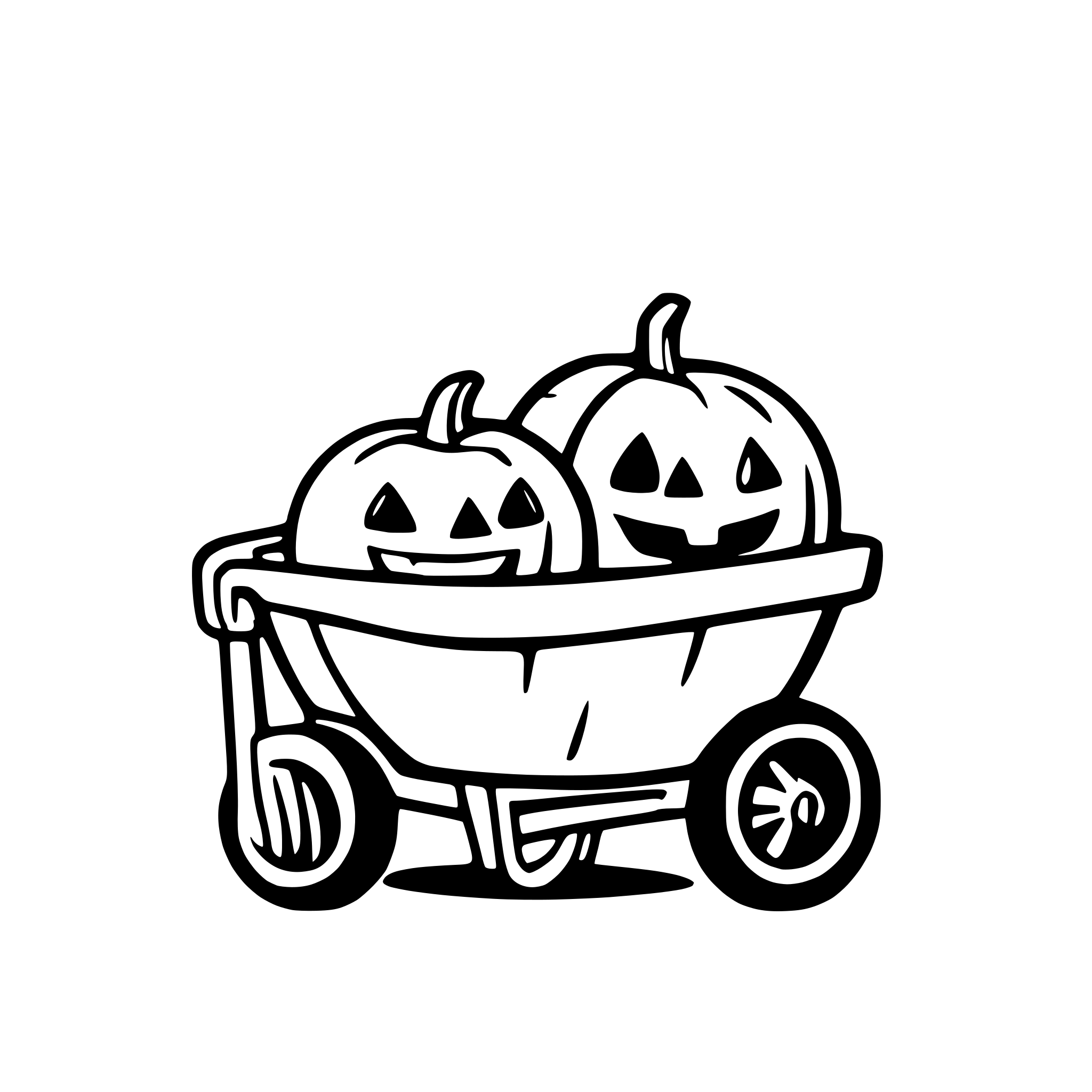 AI-generated SVG of 'spookey pumpkins with wheelbarrow'
