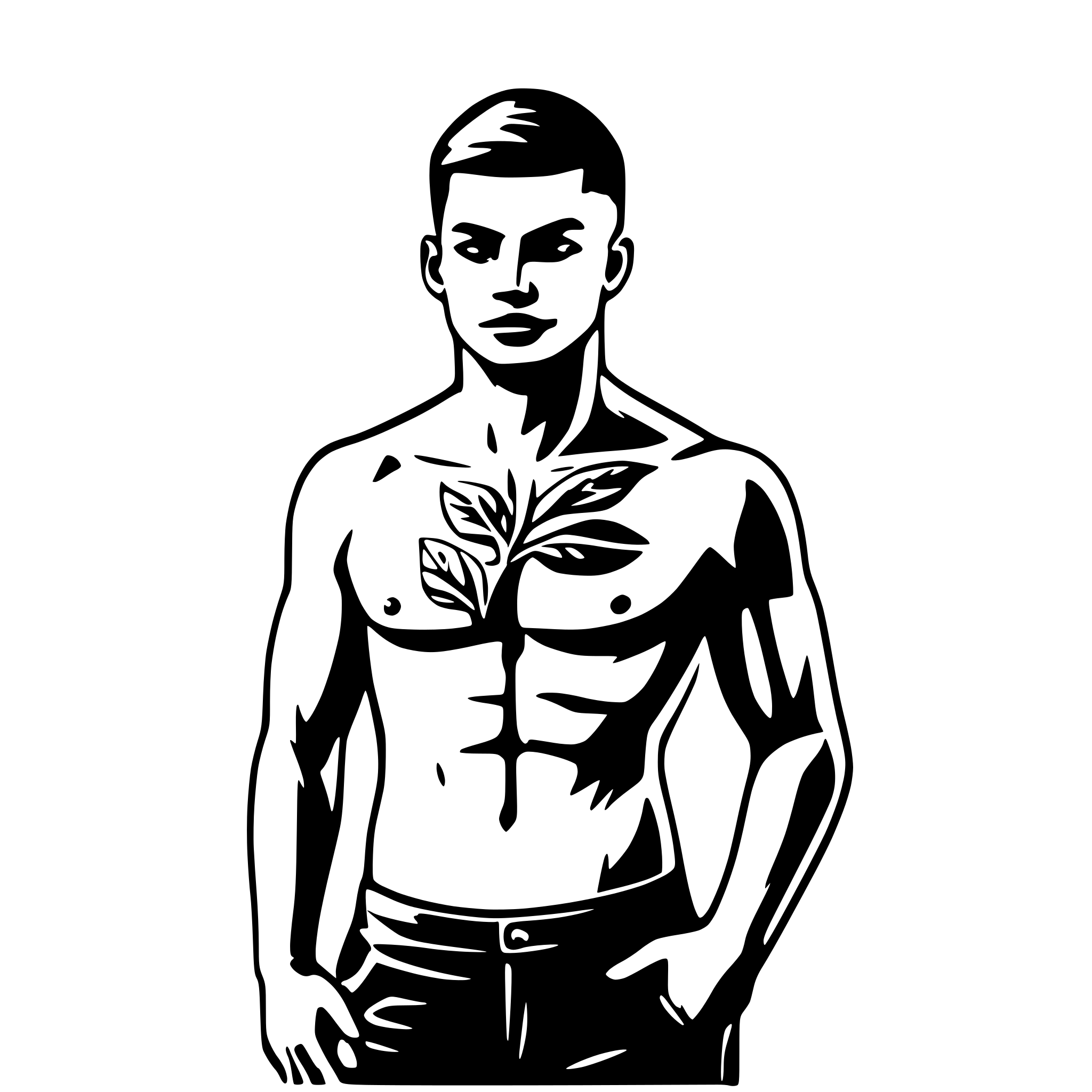 AI-generated SVG of a nude male with tattoos
