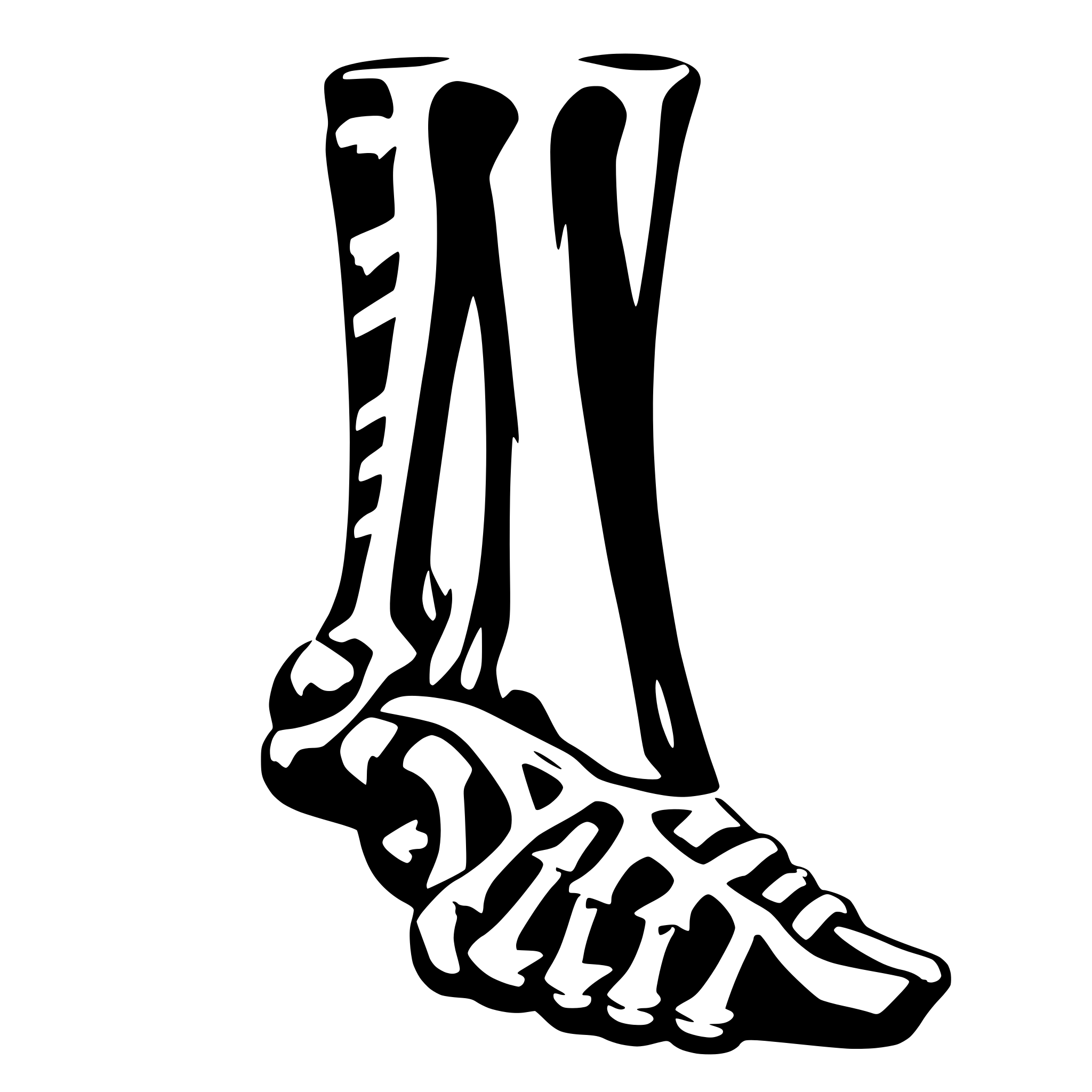 AI-generated SVG of a A human leg with bones. Simplistic professional academic
