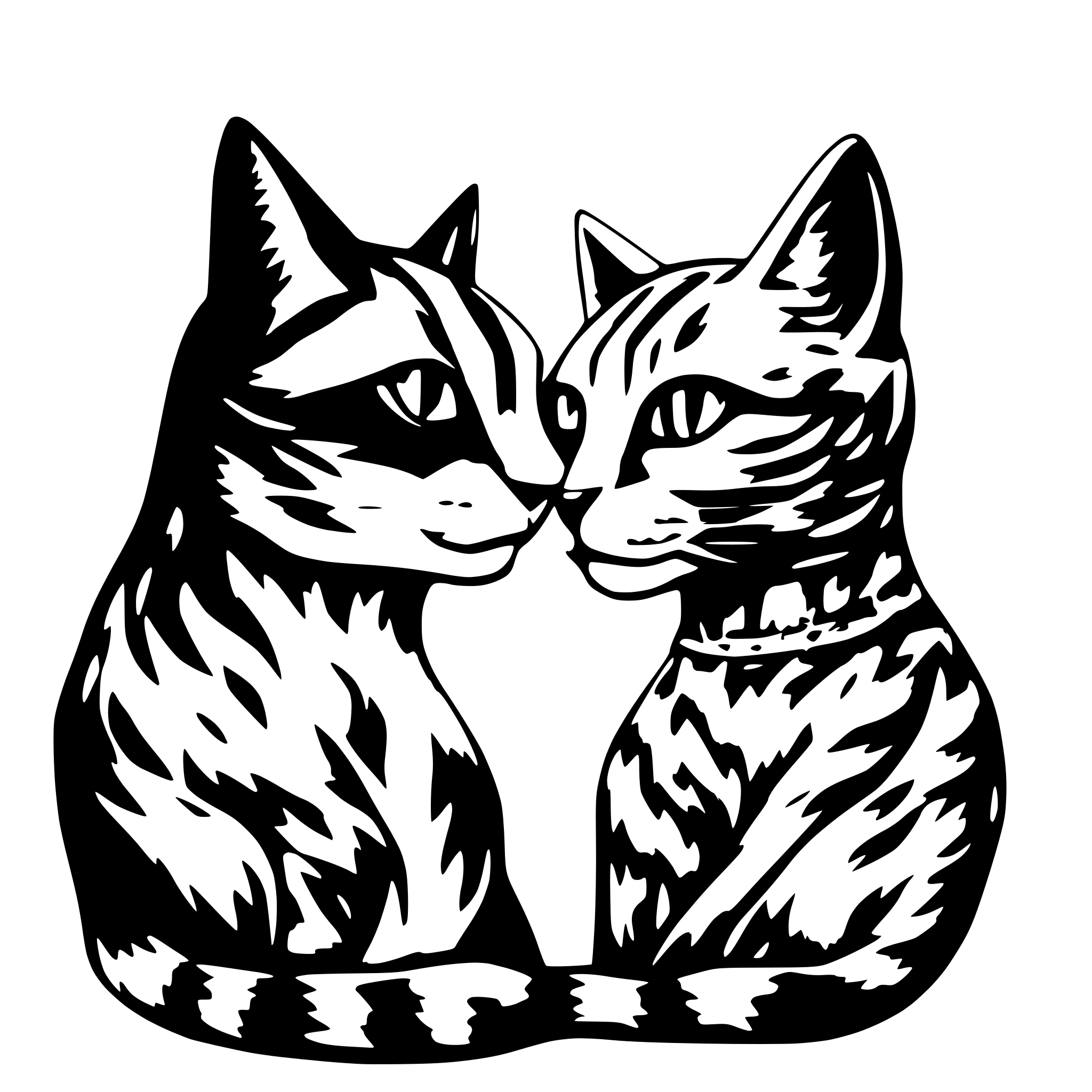 AI-generated SVG of 'Two cats of animals kiss'