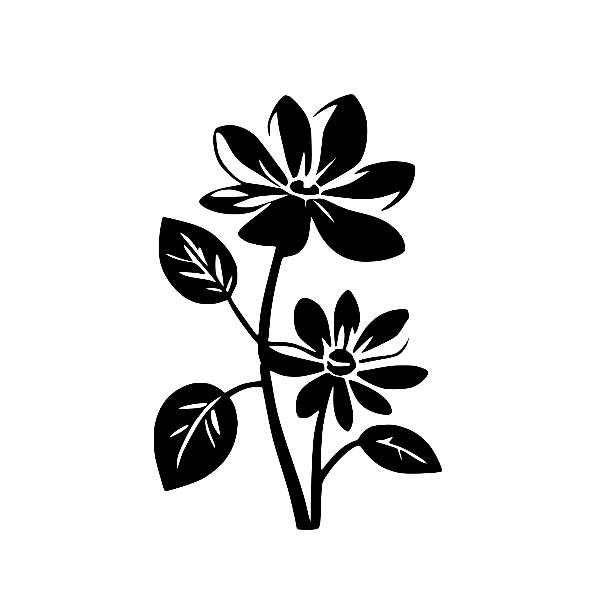 AI-generated SVG of a Seamless pattern, two colours, white silhouette-style flowers on a green background, no round petals, just petals with point leaves, and a little bit oriental
